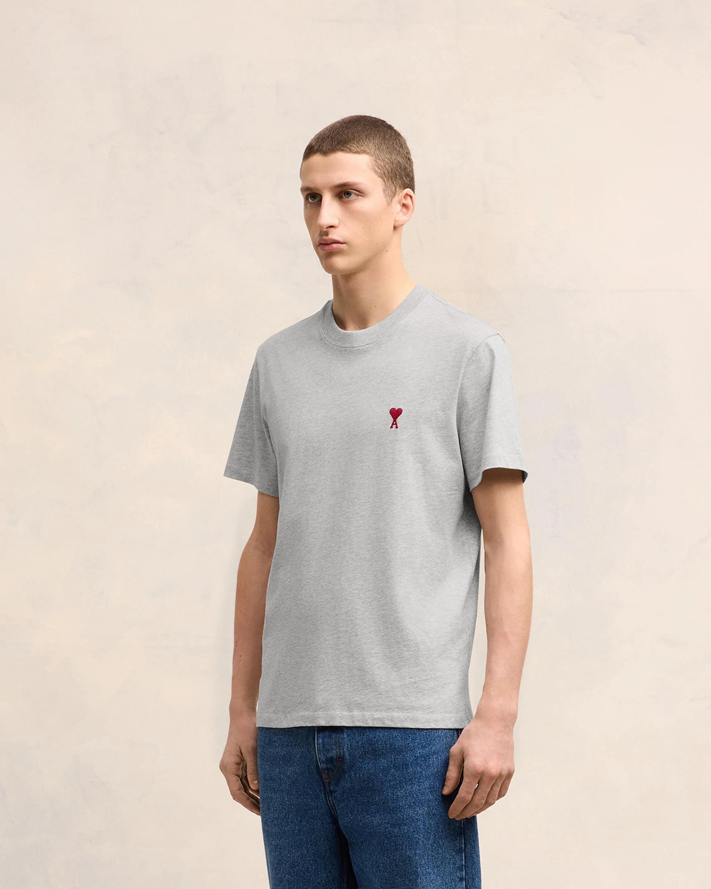 Grey Cotton Ami de Coeur T-Shirt