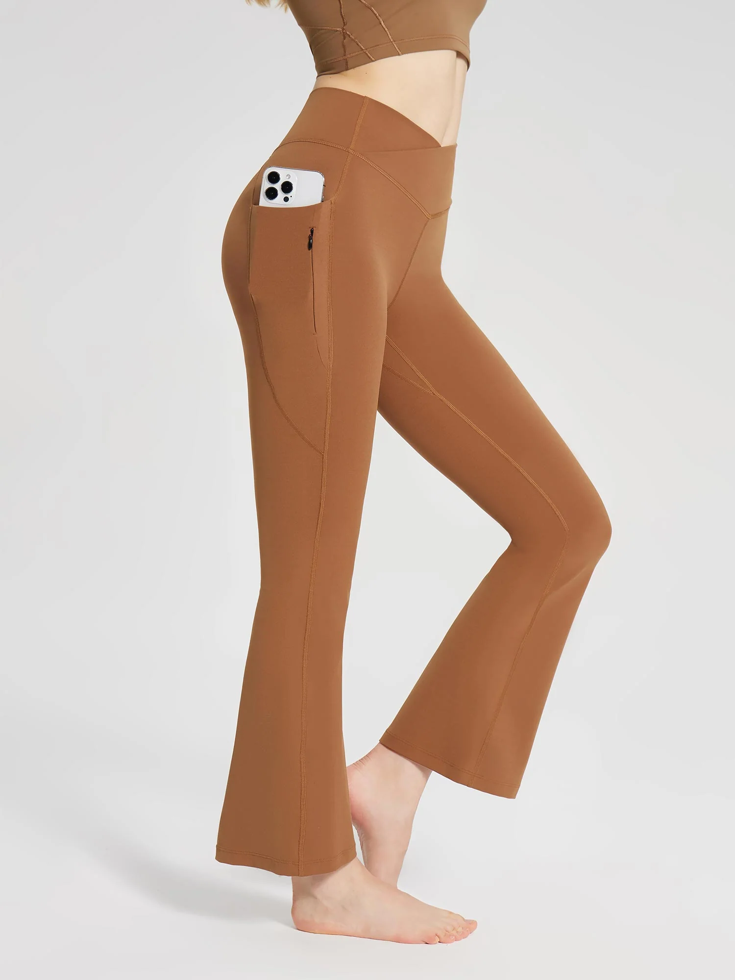 Lycra Cross-Waist Zippered Flared Pants