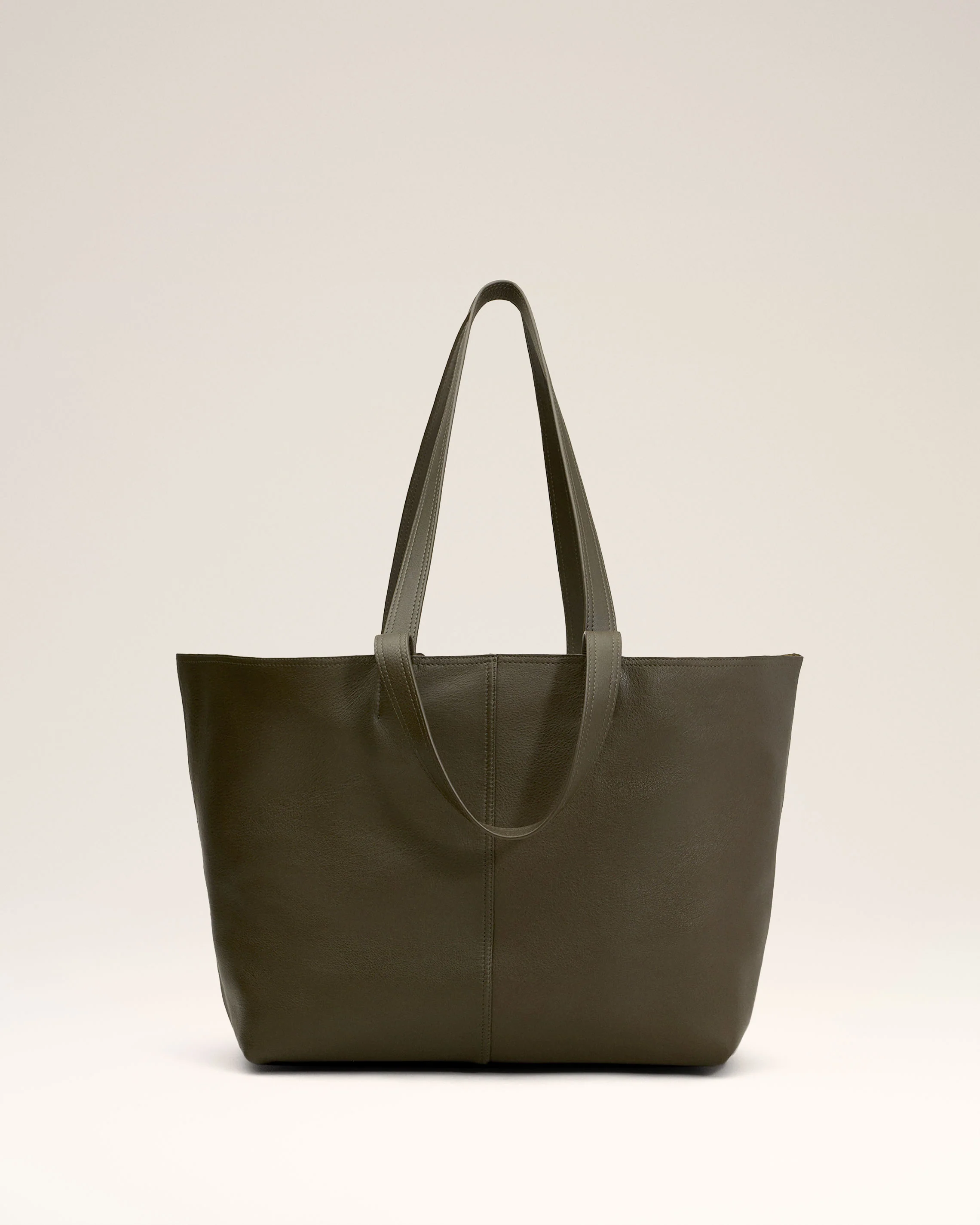Green Leather Midi Tote Bag