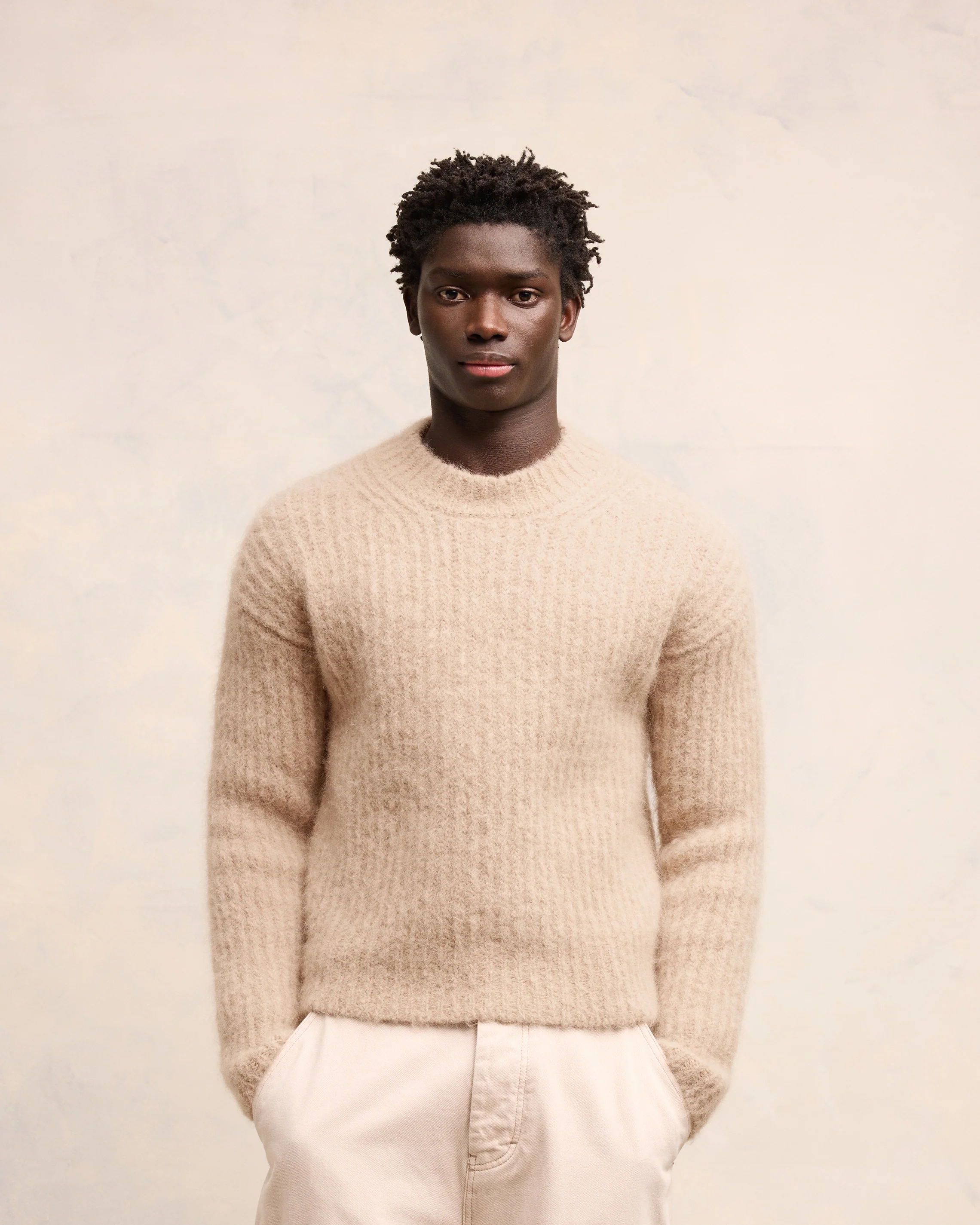 Alpaca Mohair Ribbed Sweater