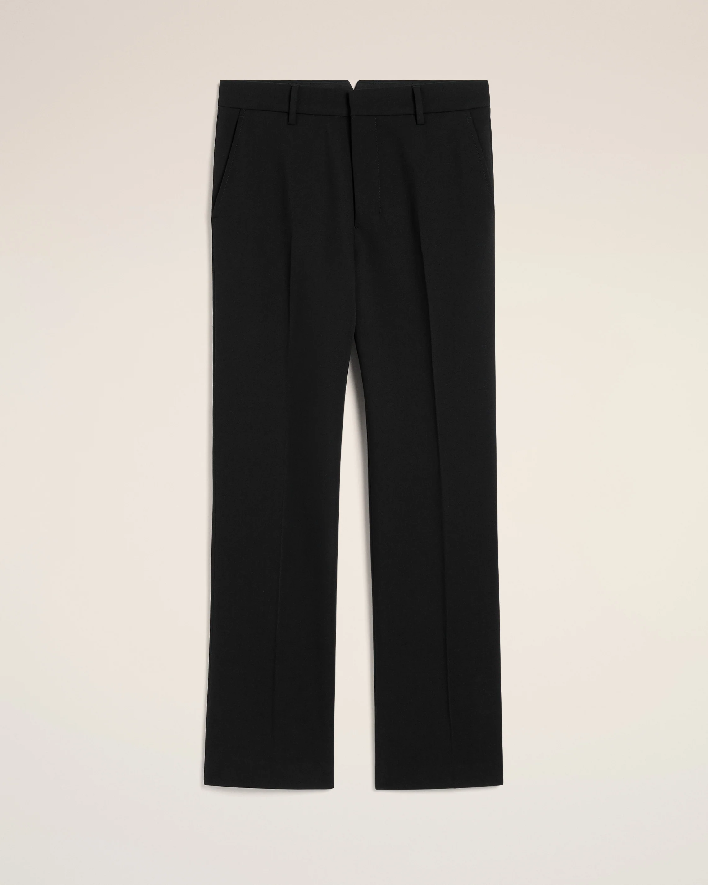 Black Wool Straight Fit Trousers