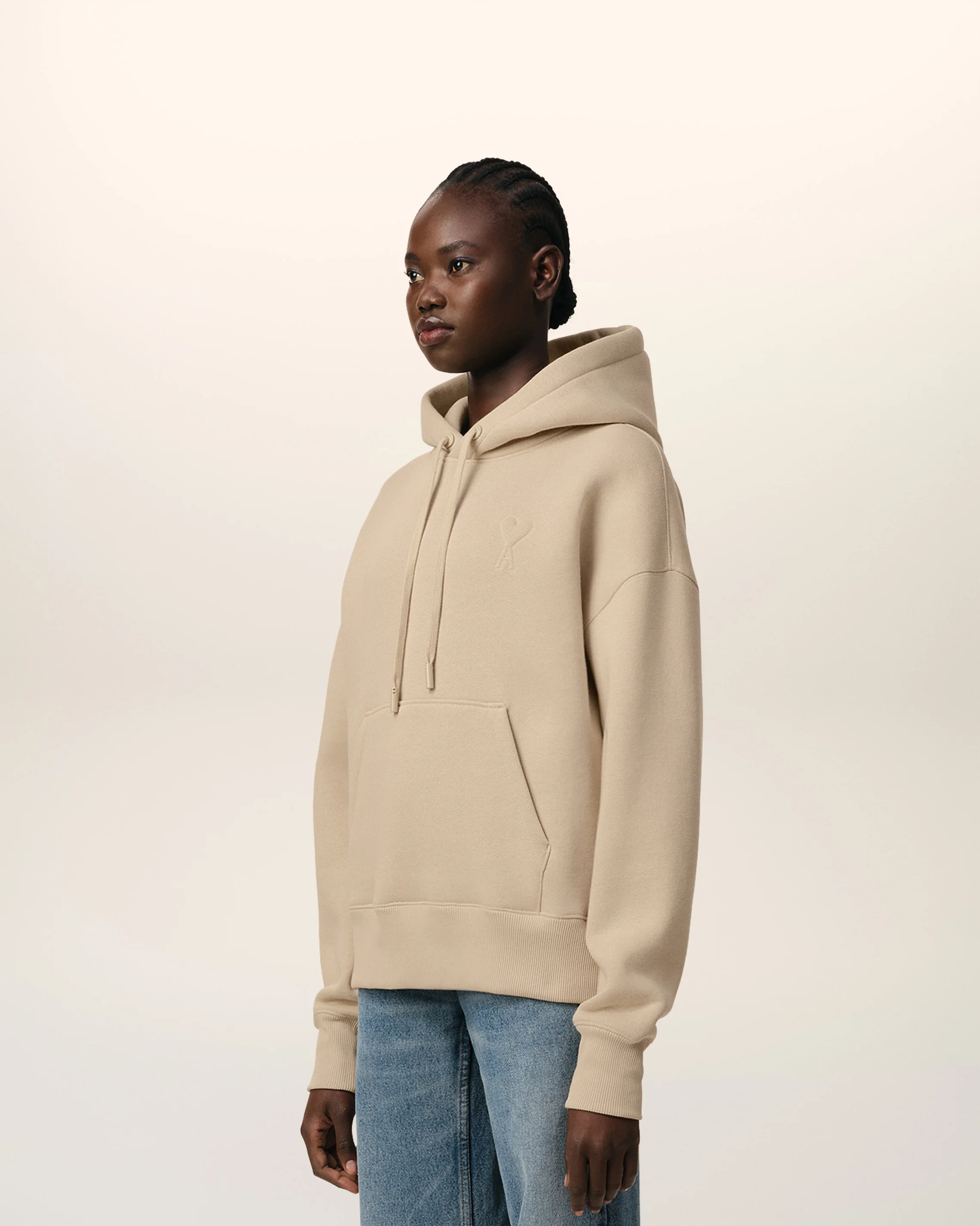 Beige Cotton Ami de Coeur Hoodie