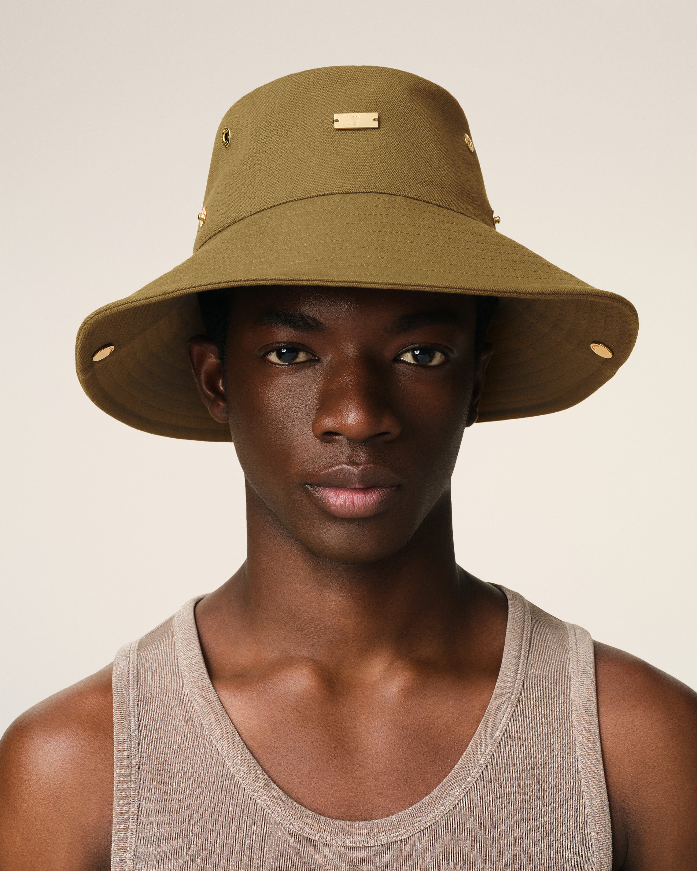 Khaki Cotton Ami de Coeur Plate Hat