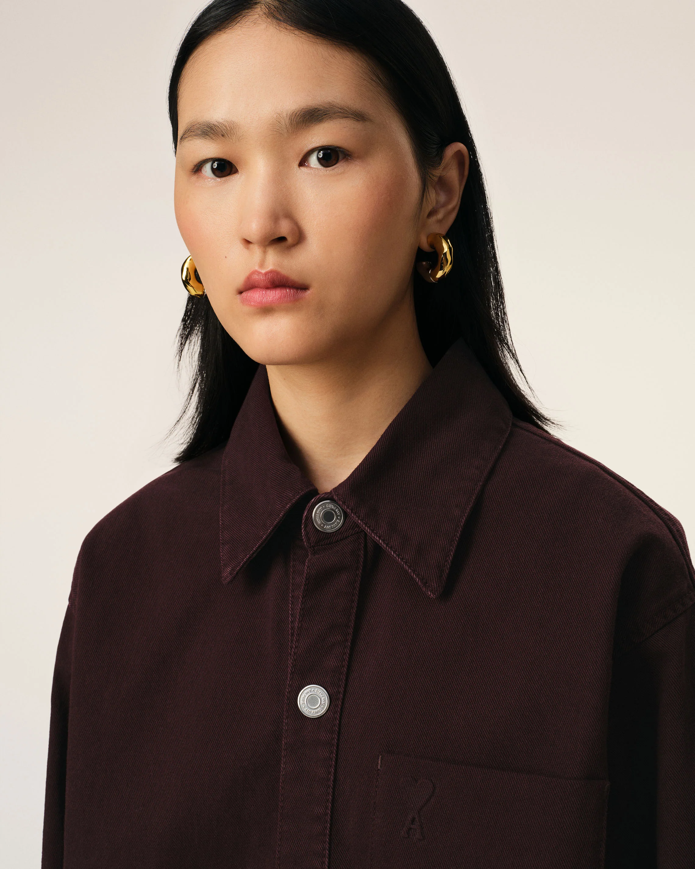 Burgundy Cotton Ami de Coeur Overshirt