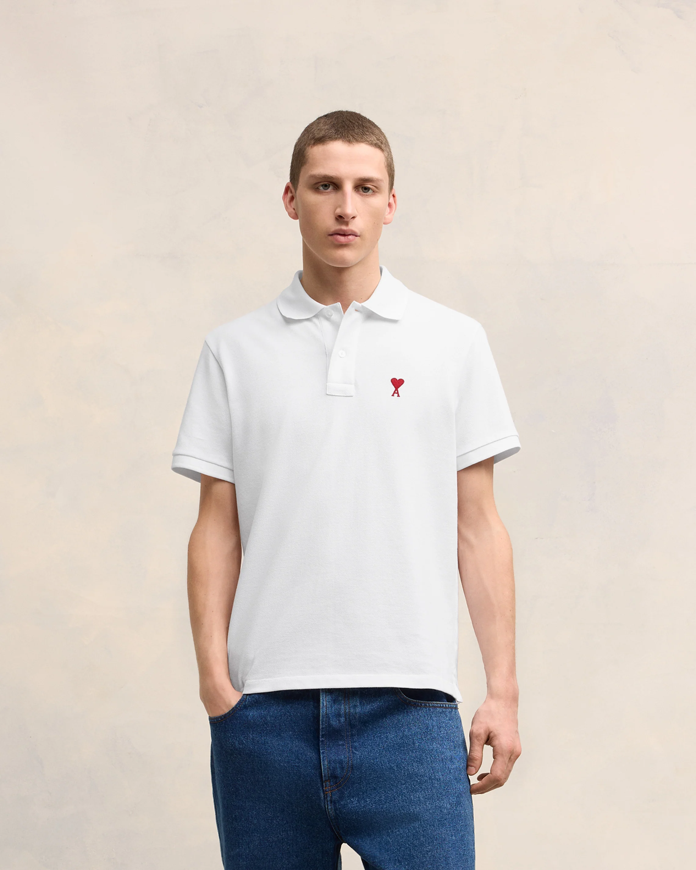 White Cotton Ami de Coeur Polo Shirt