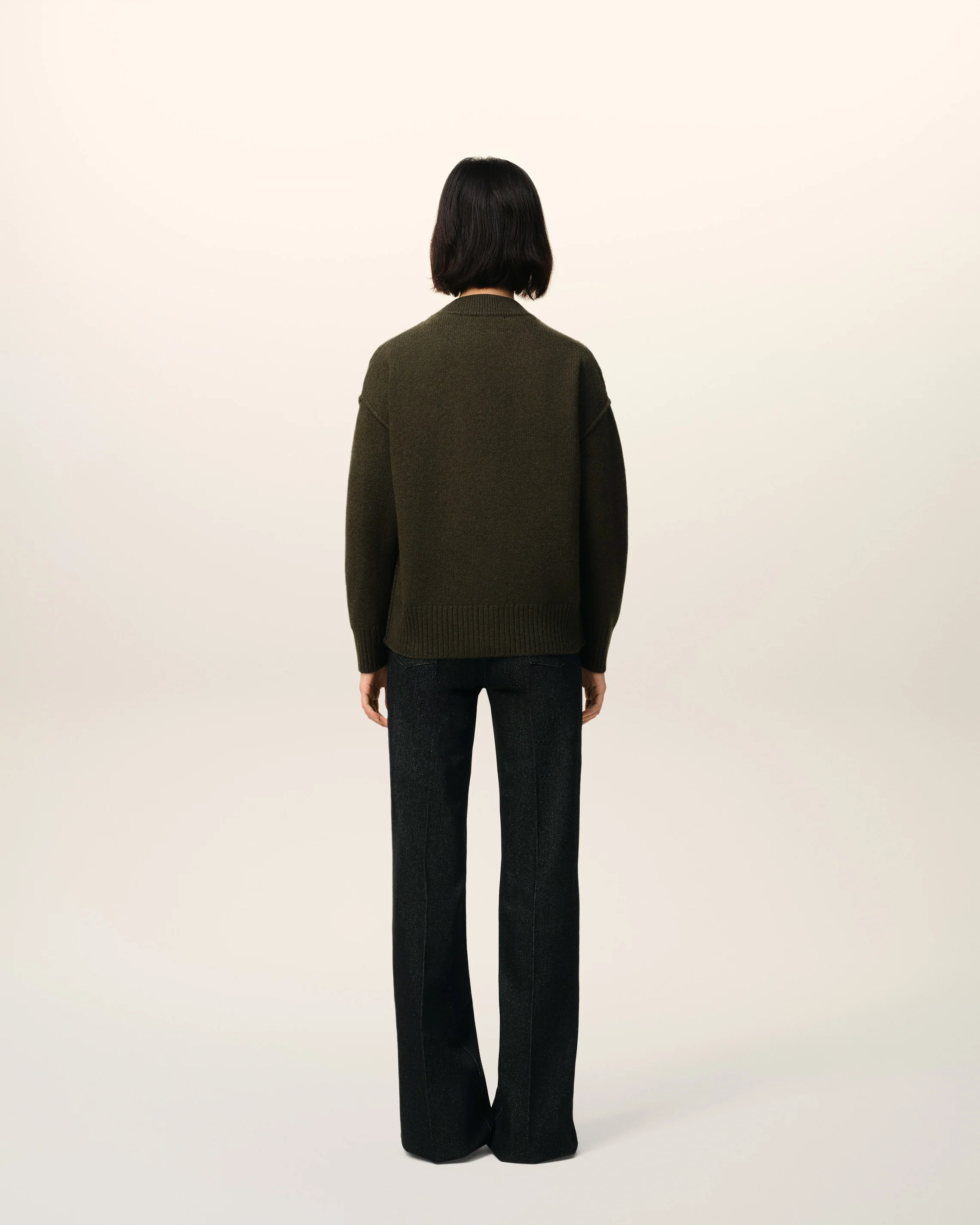 Khaki Wool Ami De Coeur Cardigan