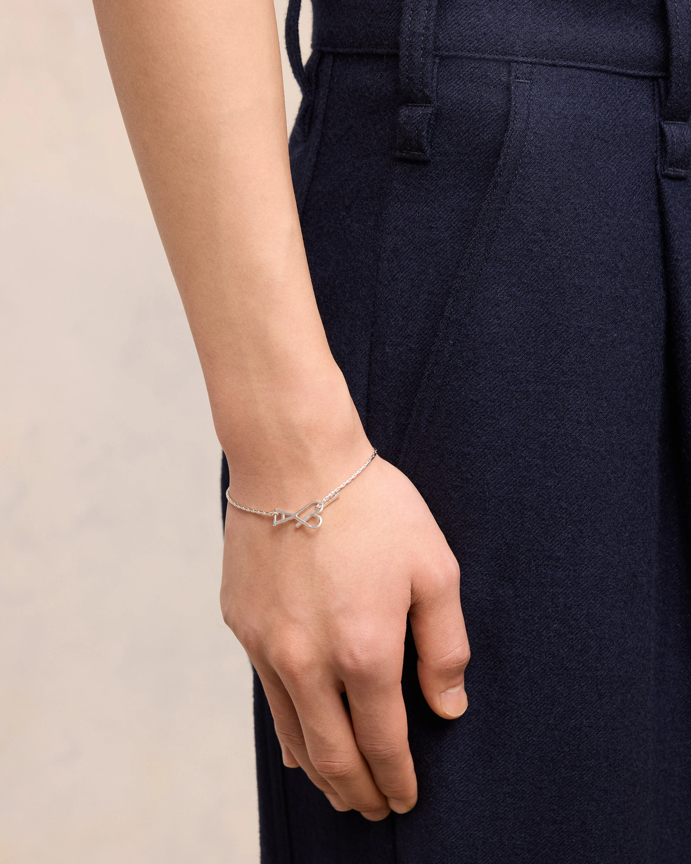 Silver Brass Ami de Coeur Chain Bracelet