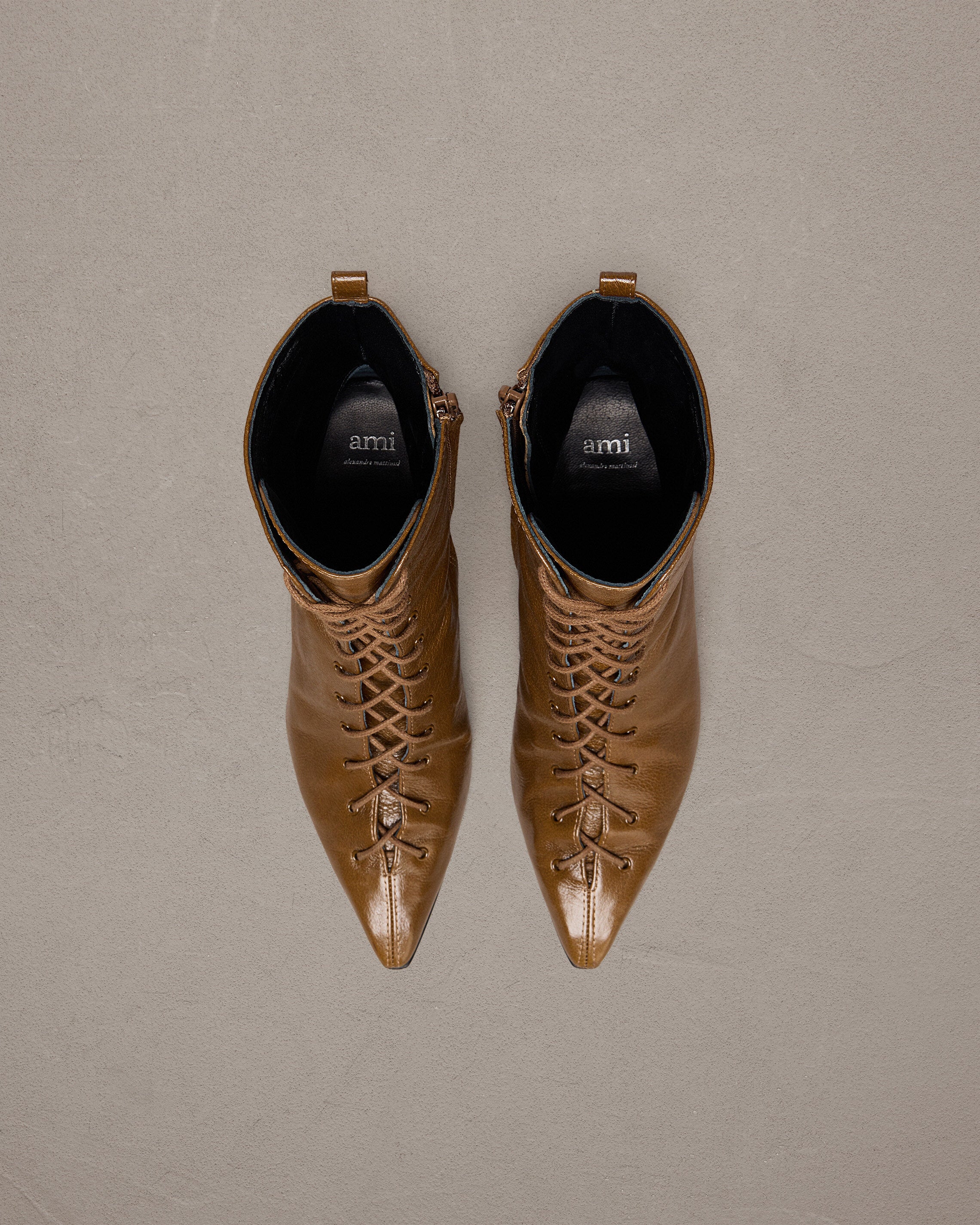 Pointed Toe Lace-Up Boots