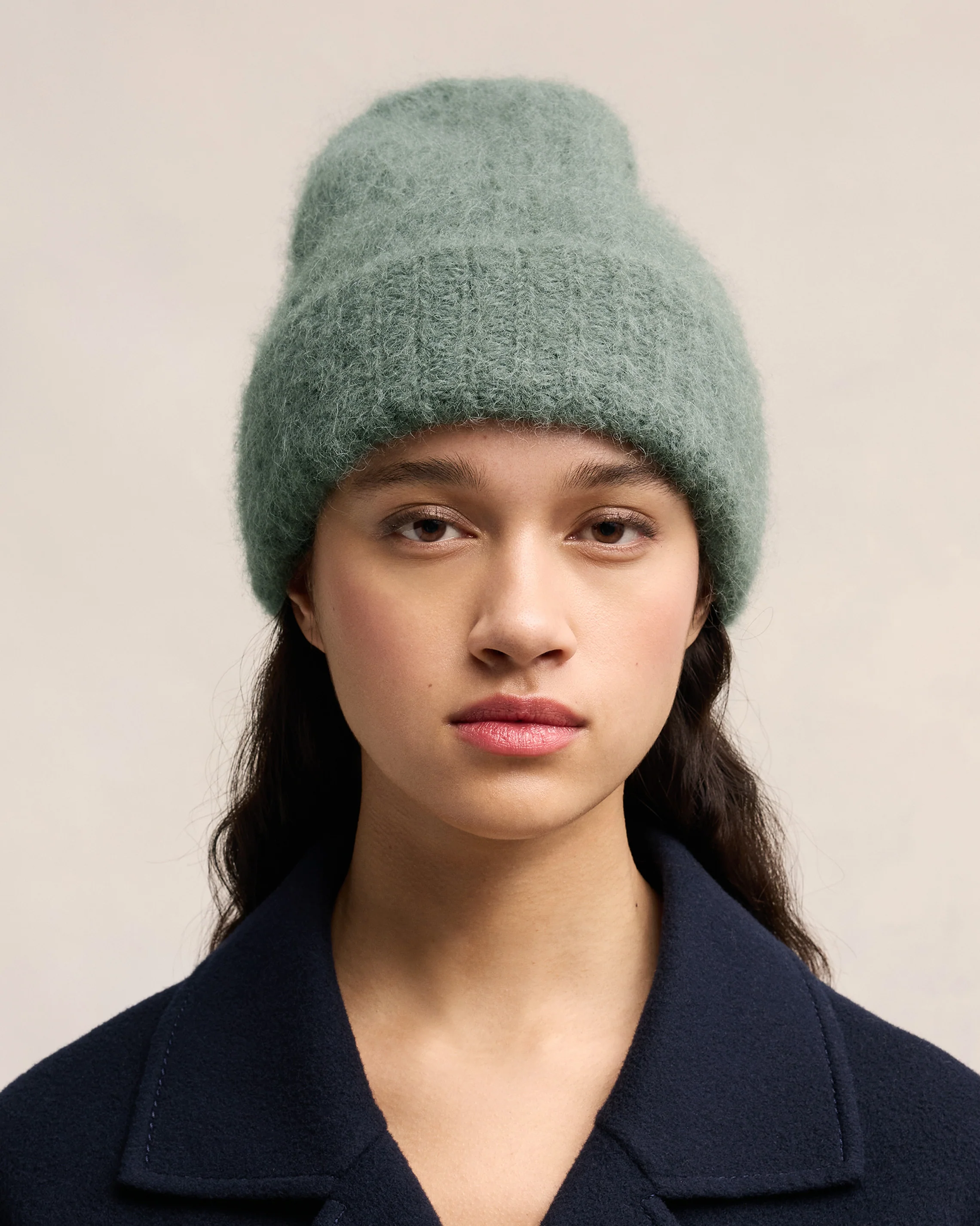 Alpaca Mohair Ribbed Beanie