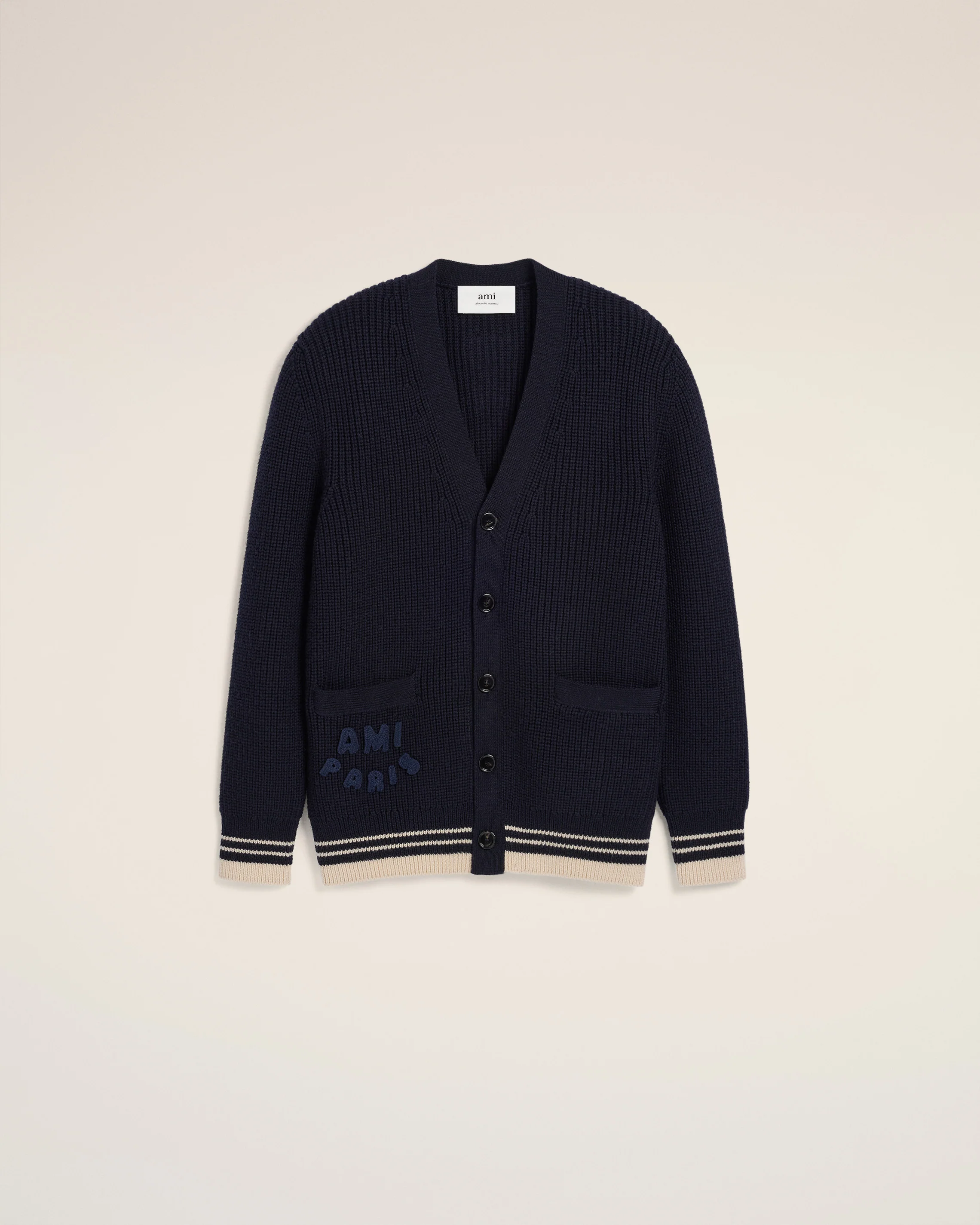 Navy Wool Ribbed Sweater