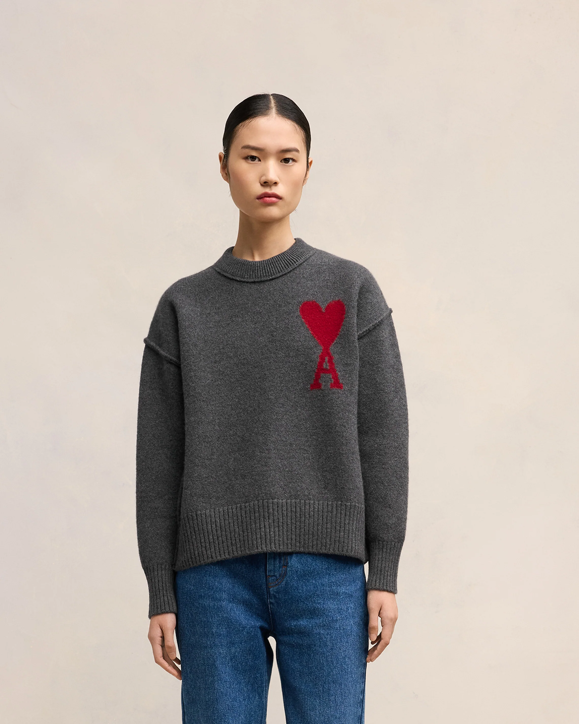 Grey Wool Ami de Coeur Sweater
