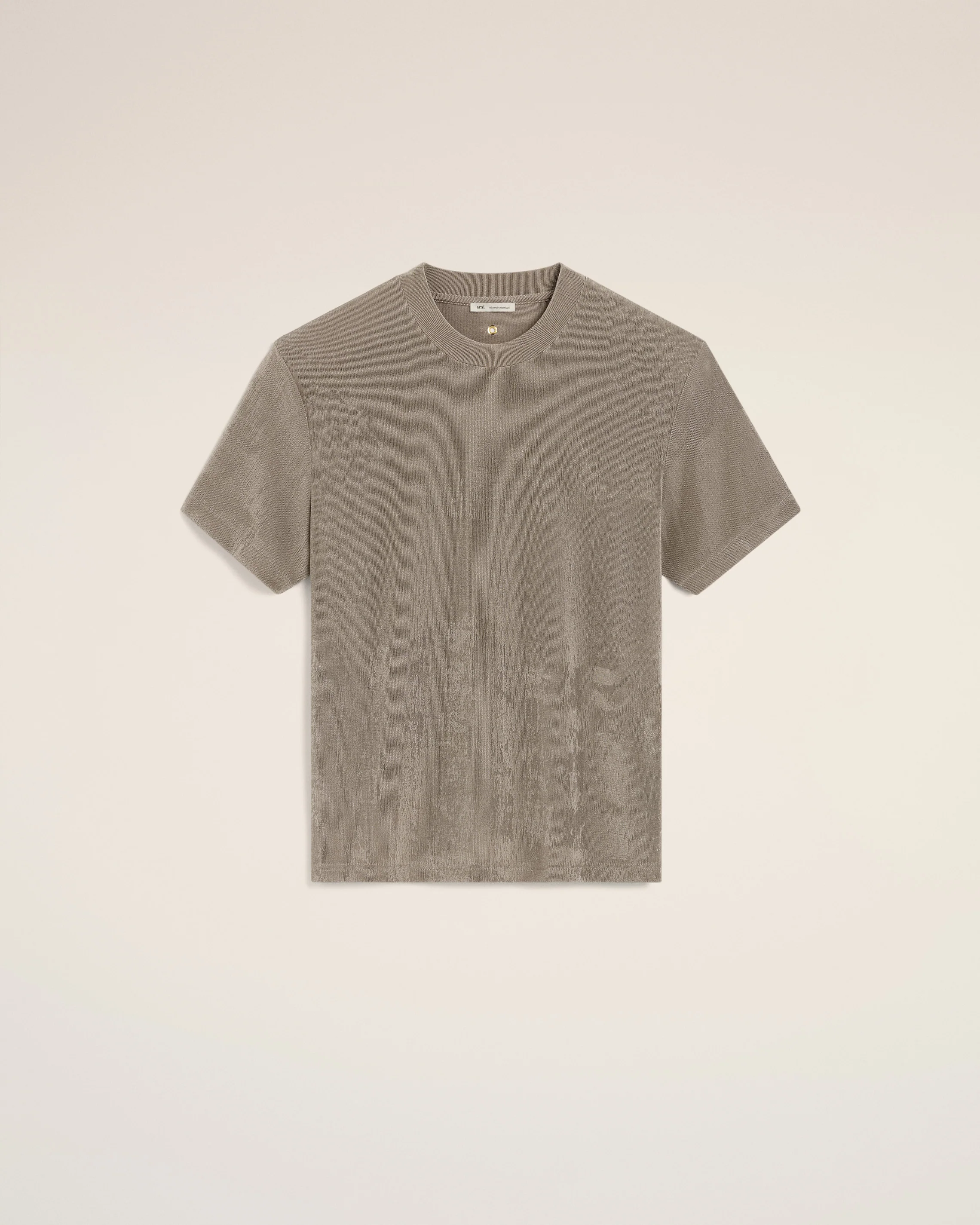 Beige Shiny Jersey Short Sleeve T-Shirt