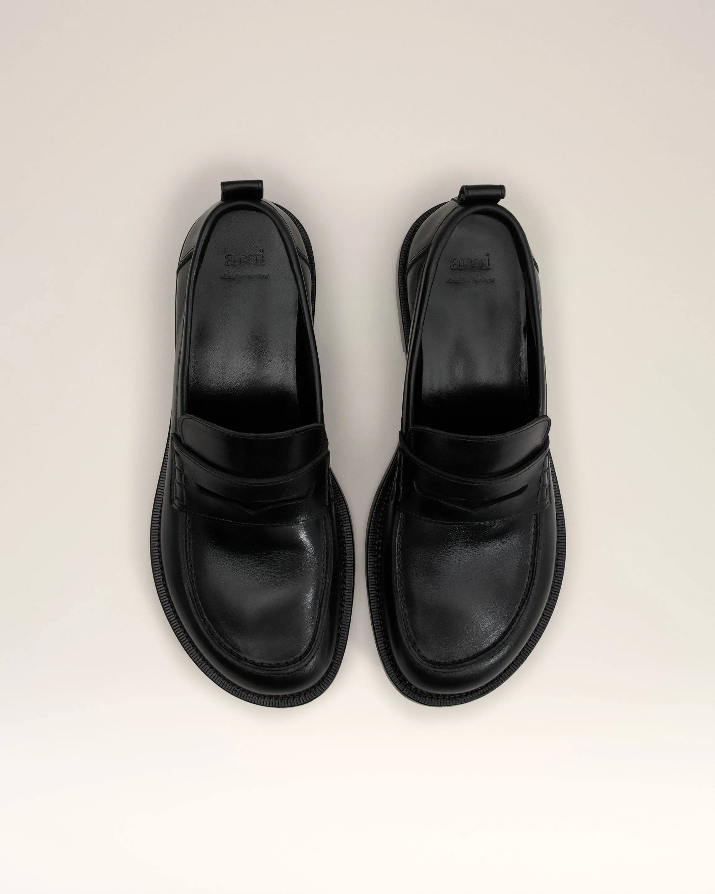 Black Leather Anatomical Toe Loafers