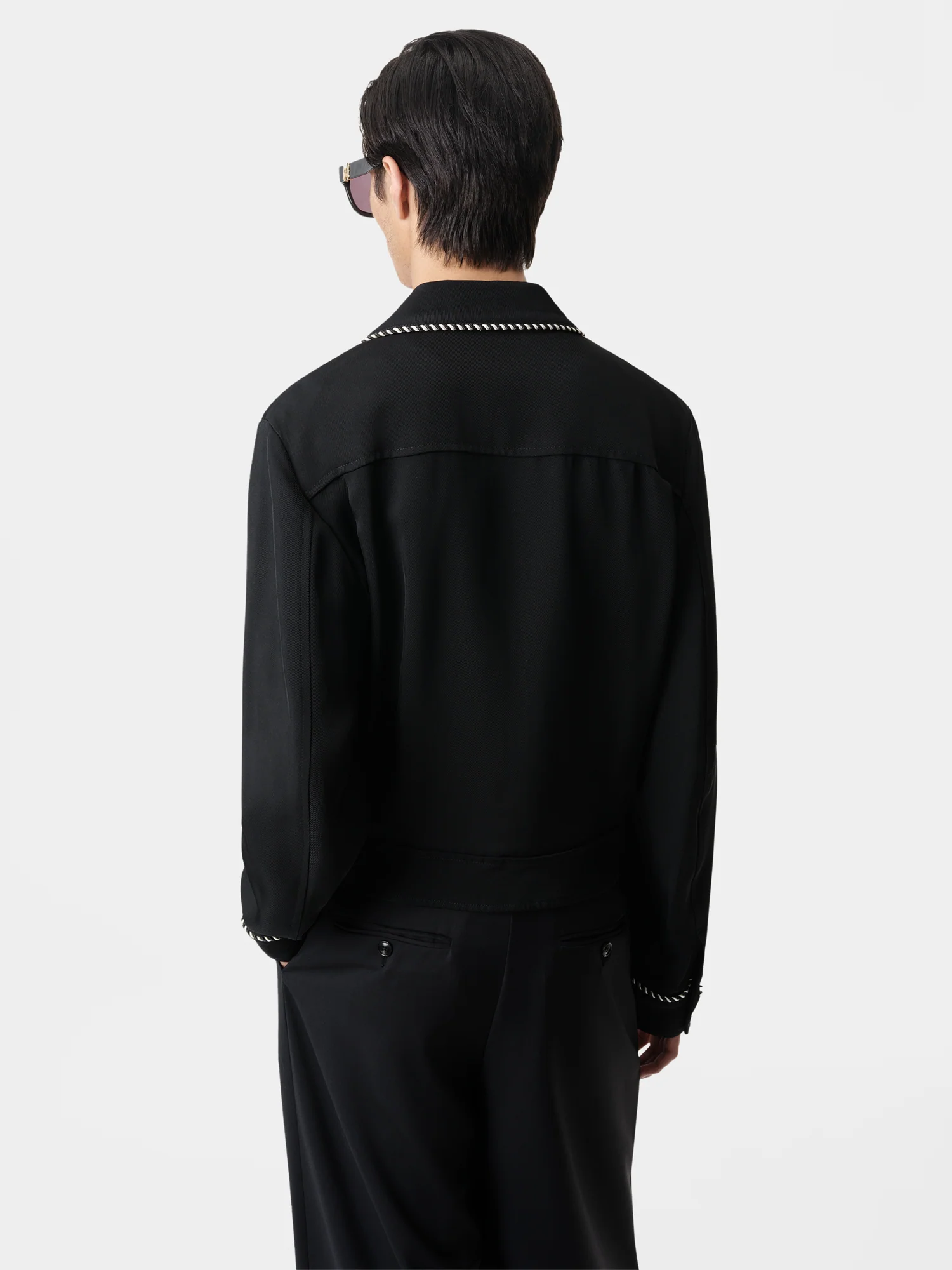 LEOPARD CADET JACKET - Black