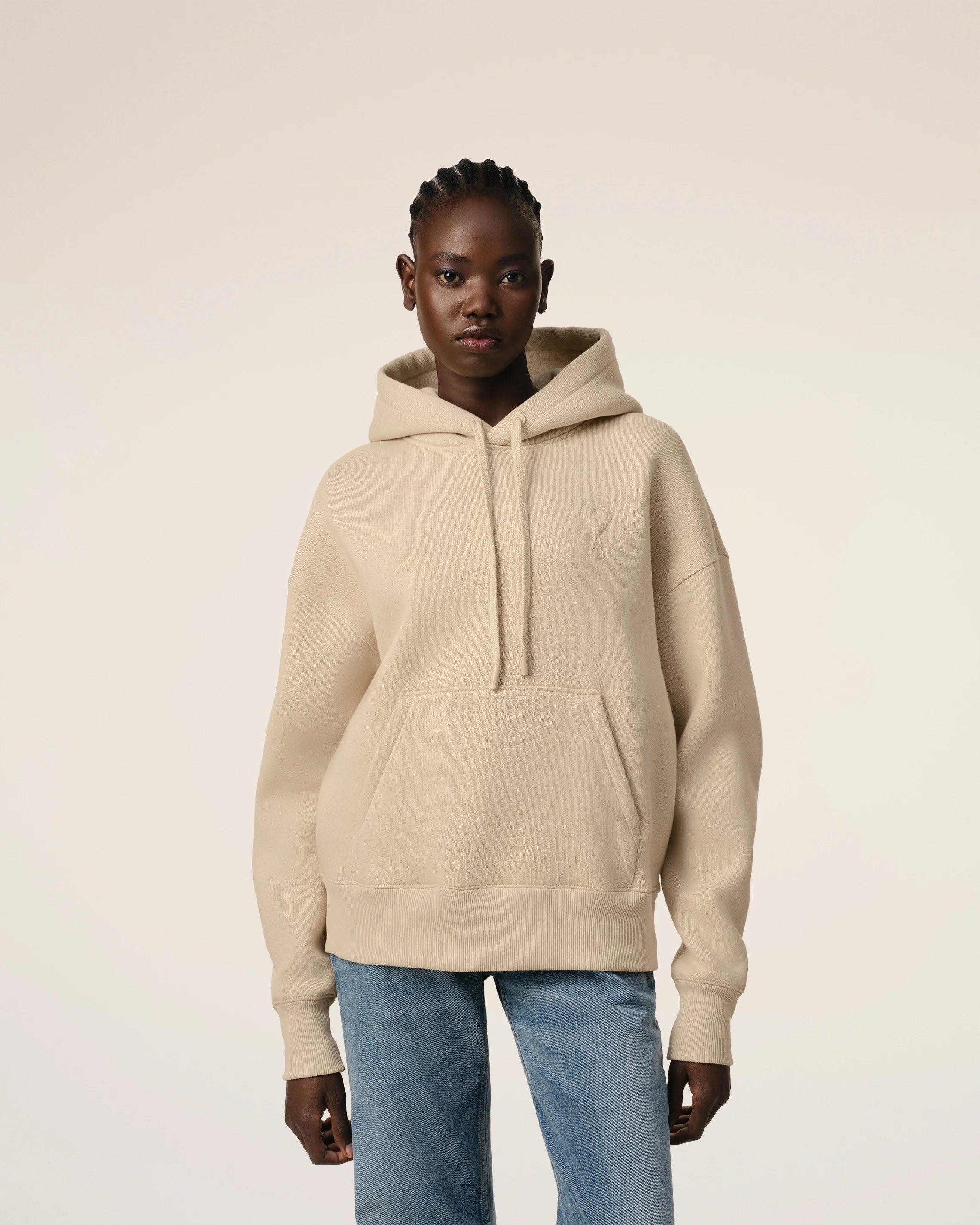 Beige Cotton Ami de Coeur Hoodie