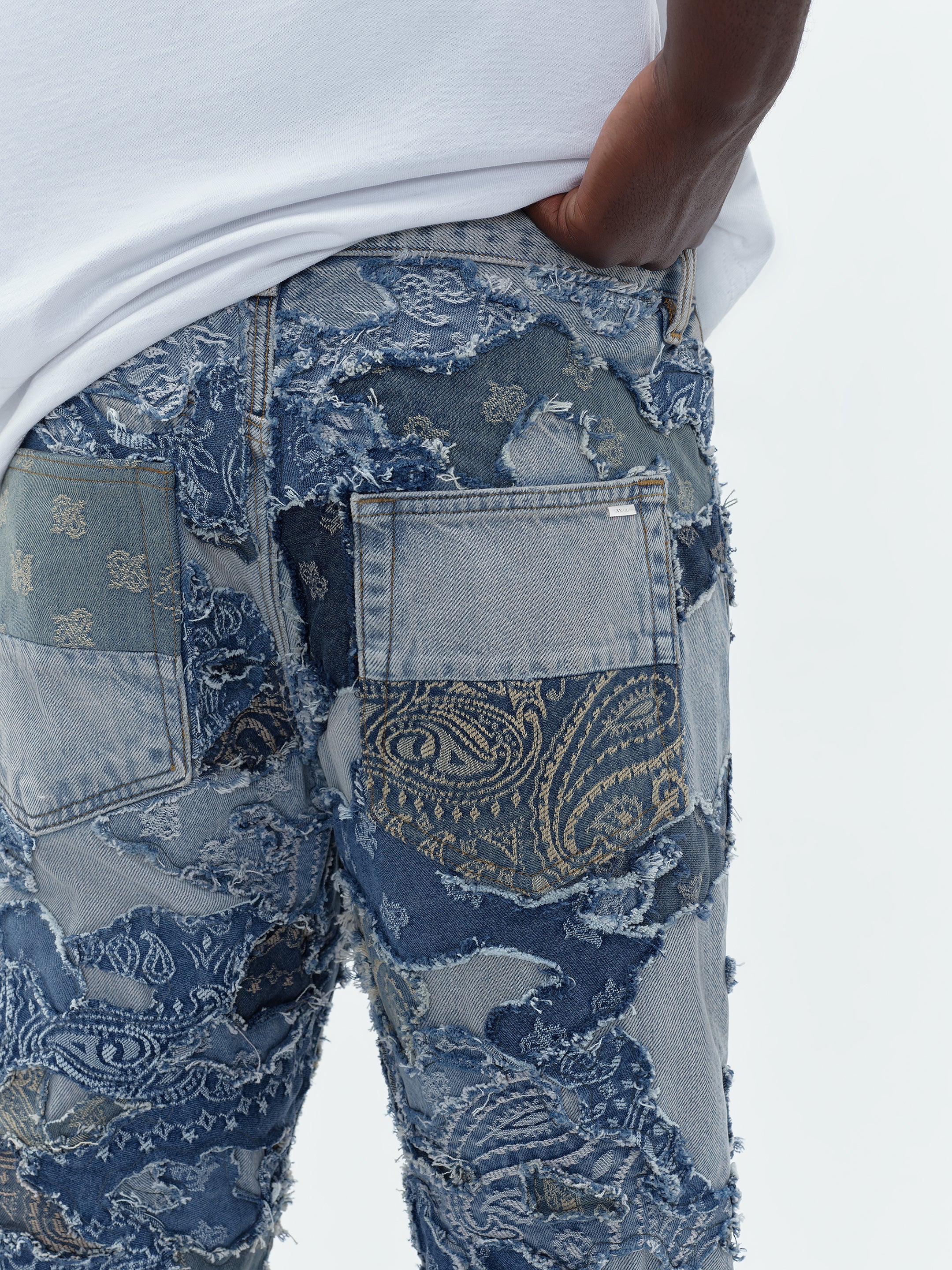 PATCHWORK CAMO STRAIGHT JEAN - Perfect Indigo