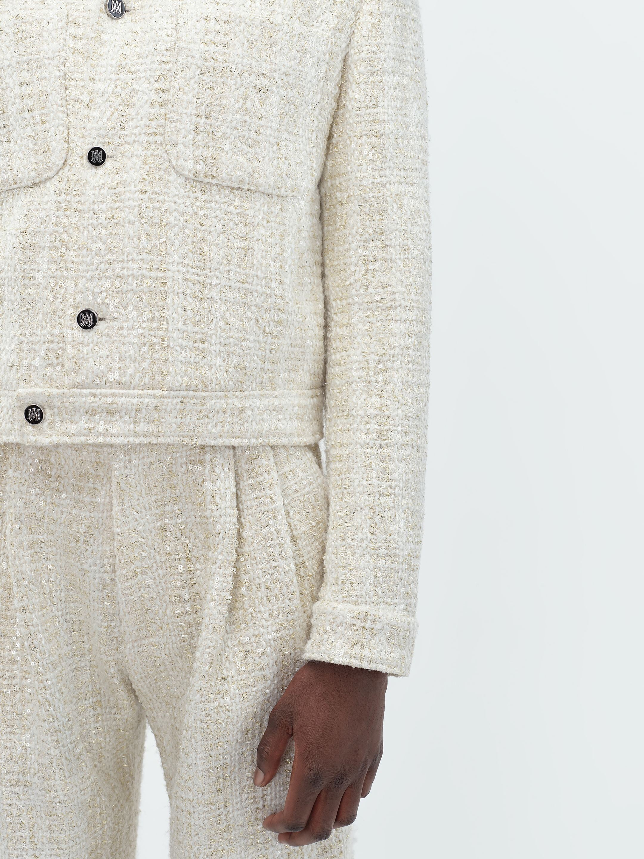 SEQUIN BOUCLE SHIRT JACKET - Alabaster
