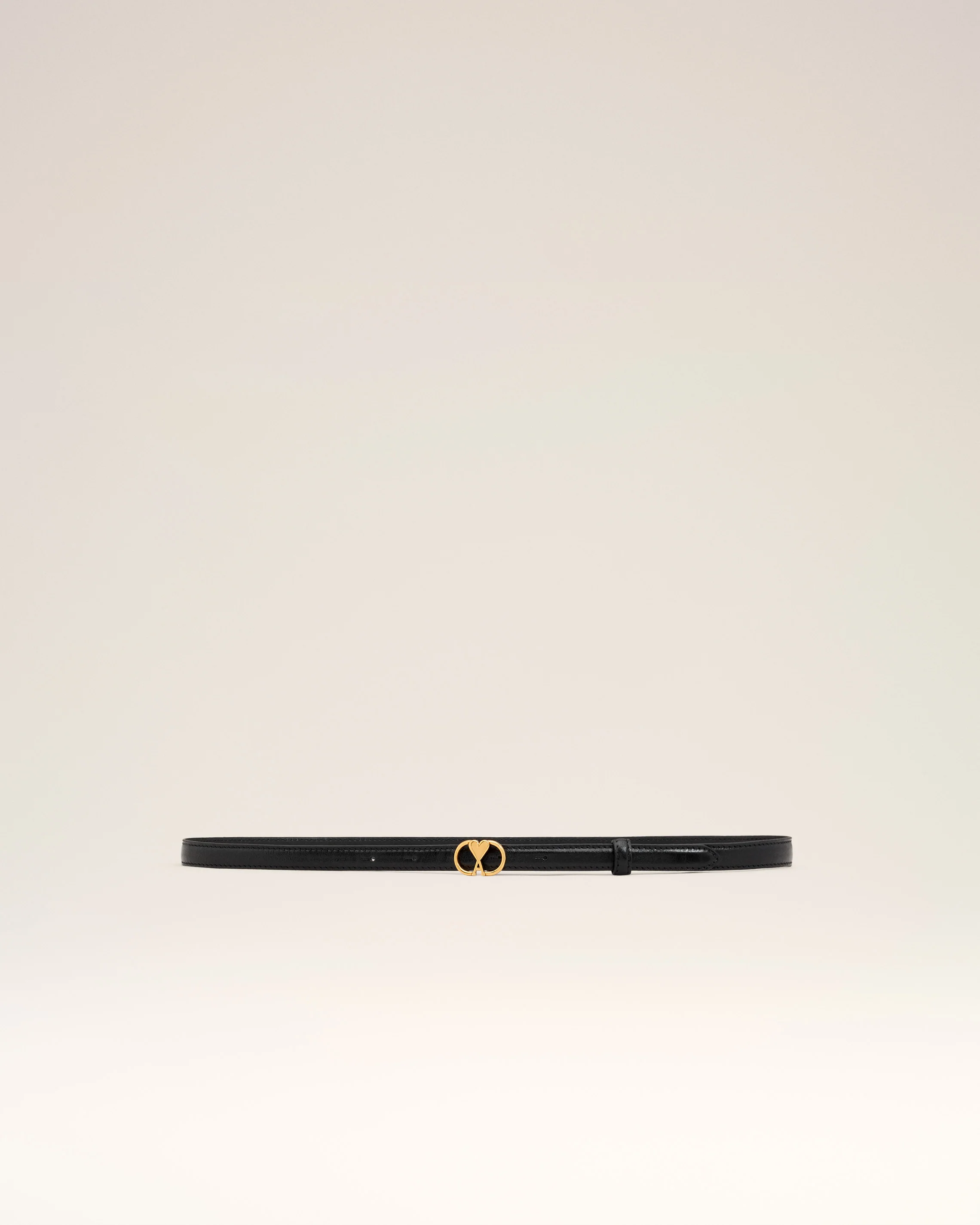 Black Leather Ami de Coeur Thin Belt