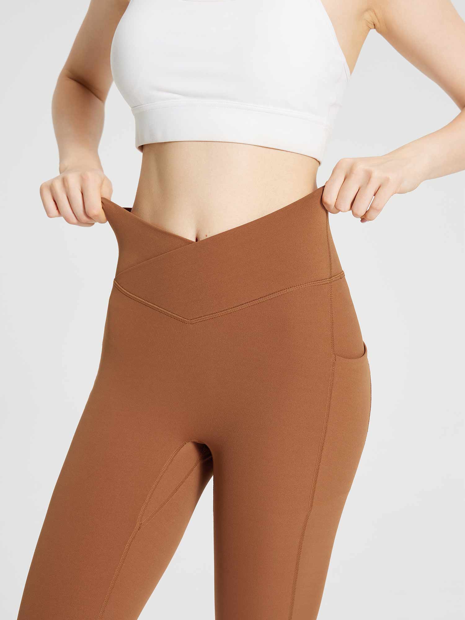 Lycra Cross-Waist High-Rise Leggings