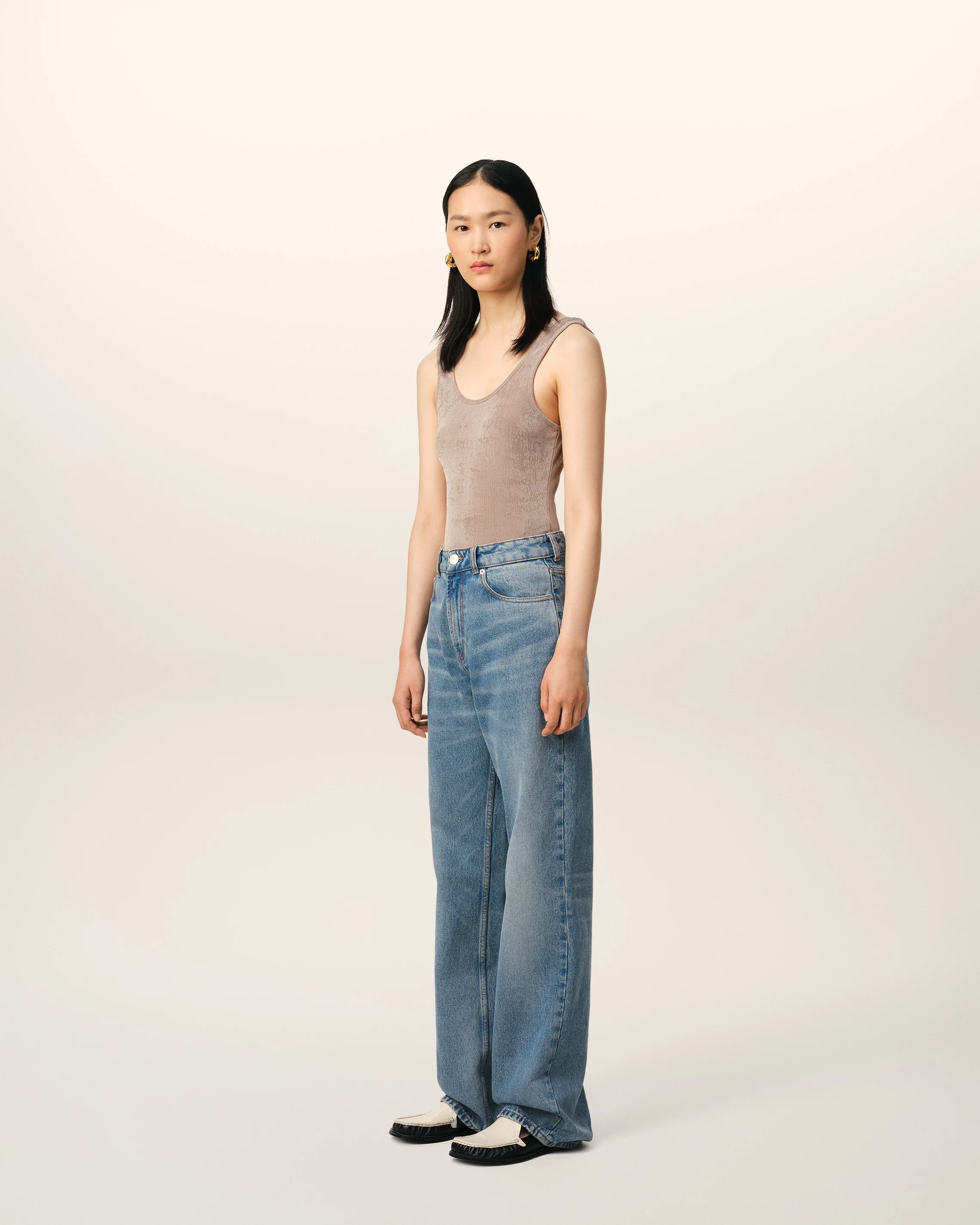 Blue Cotton Large Fit Jeans