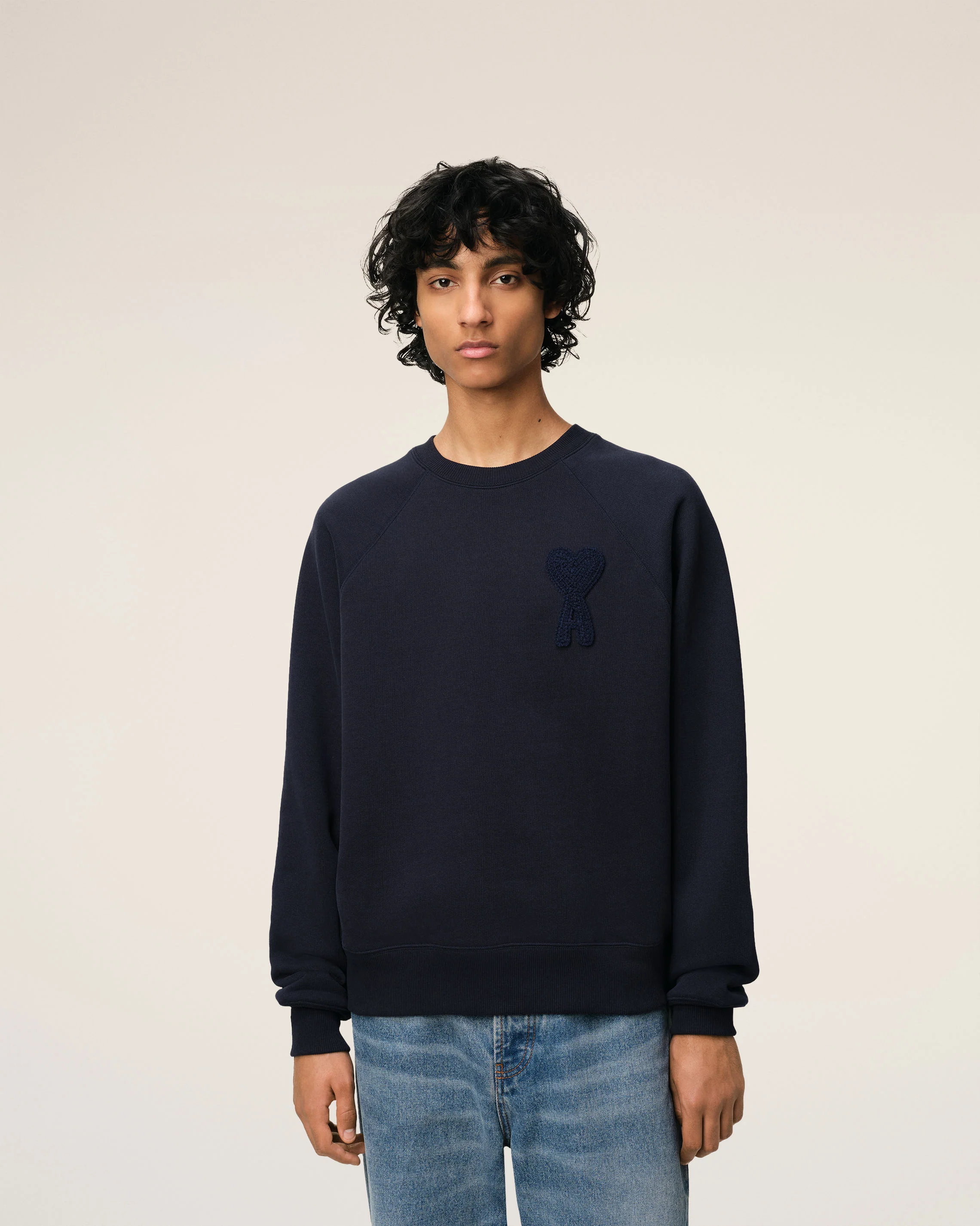 Navy Cotton Ami de Coeur Patch Sweatshirt