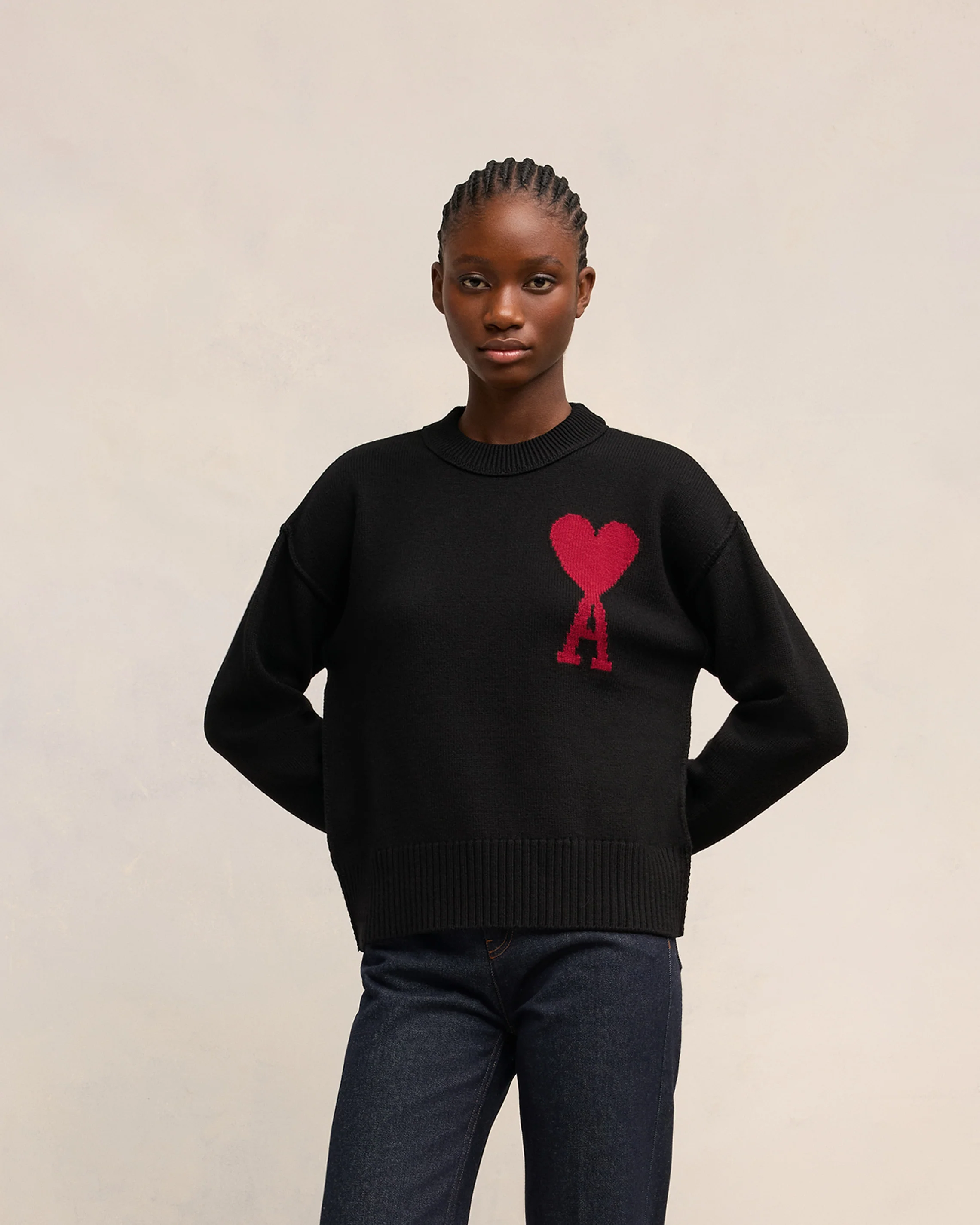 Black Wool Ami de Coeur Sweater