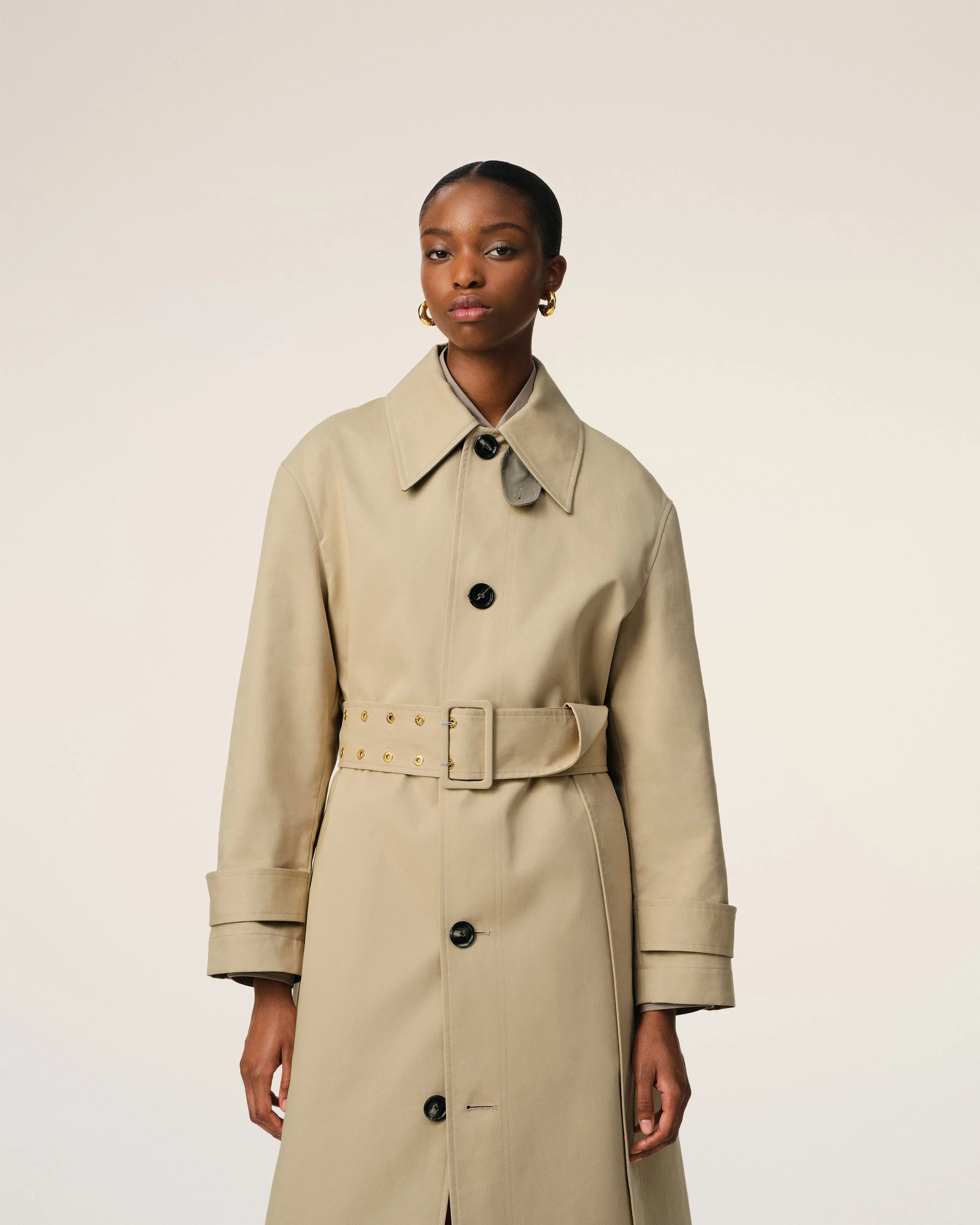 Beige Cotton Belted Mac