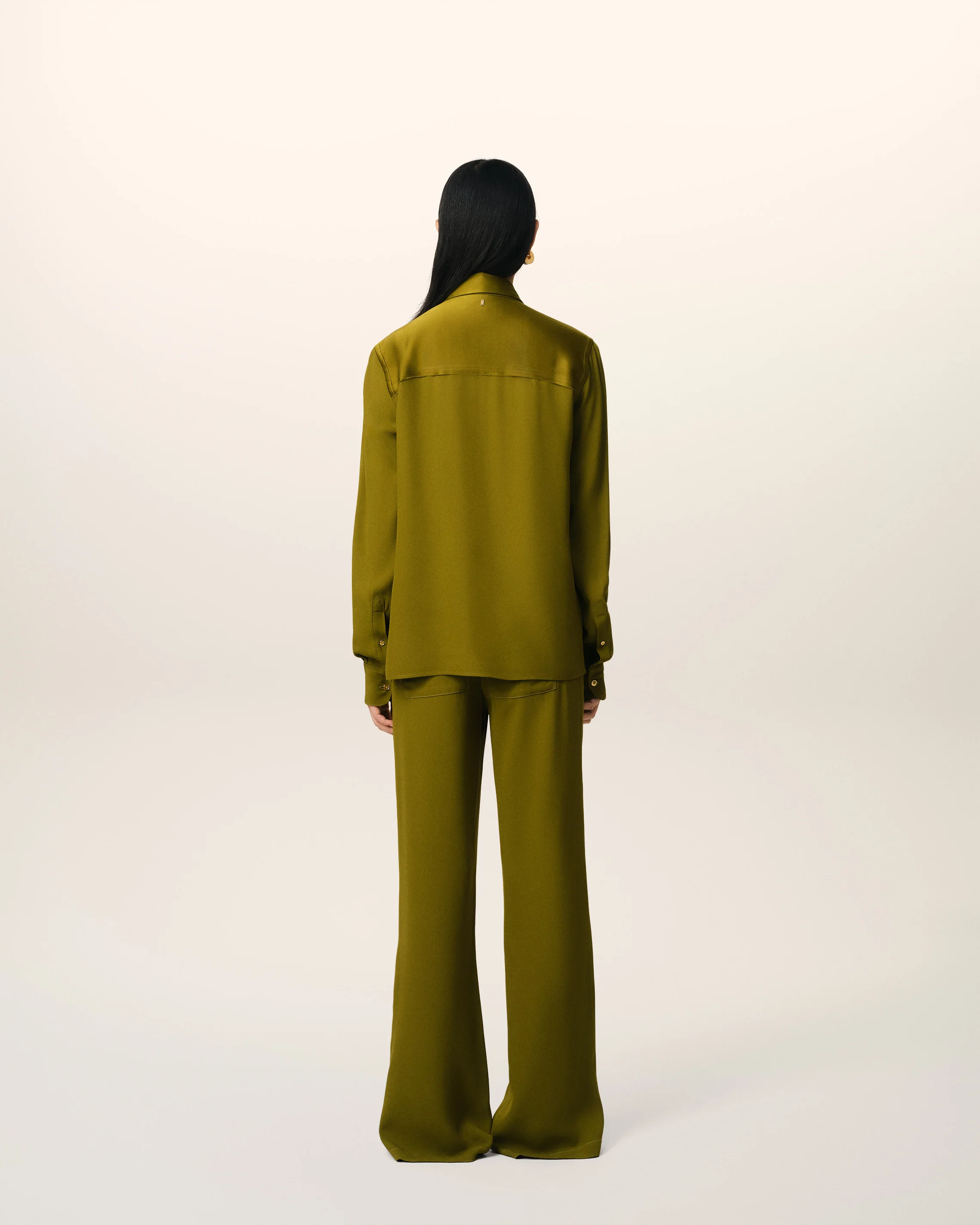 Khaki Contrasted Top Long Sleeve Shirt