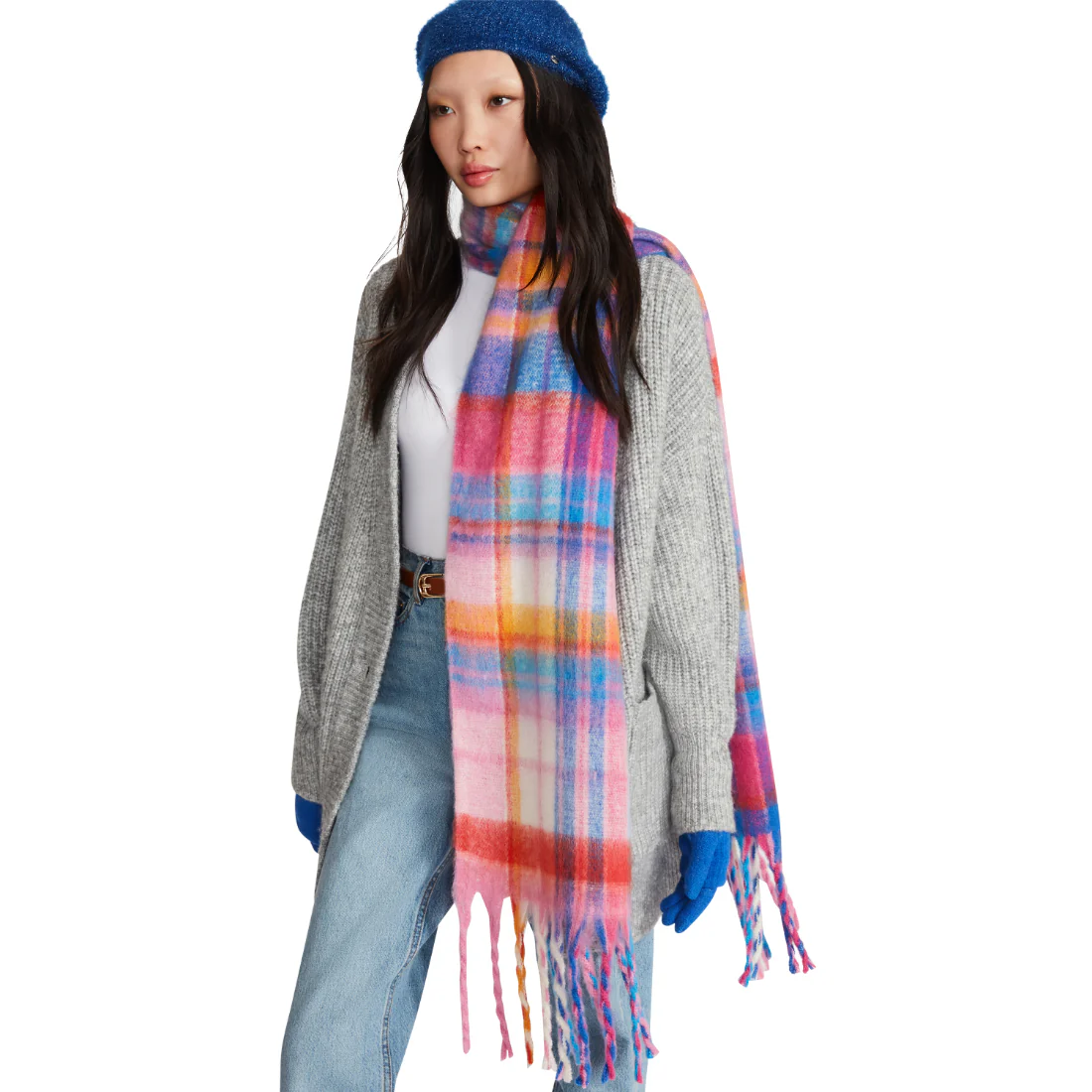 PLAID SCARF PINK MULTI