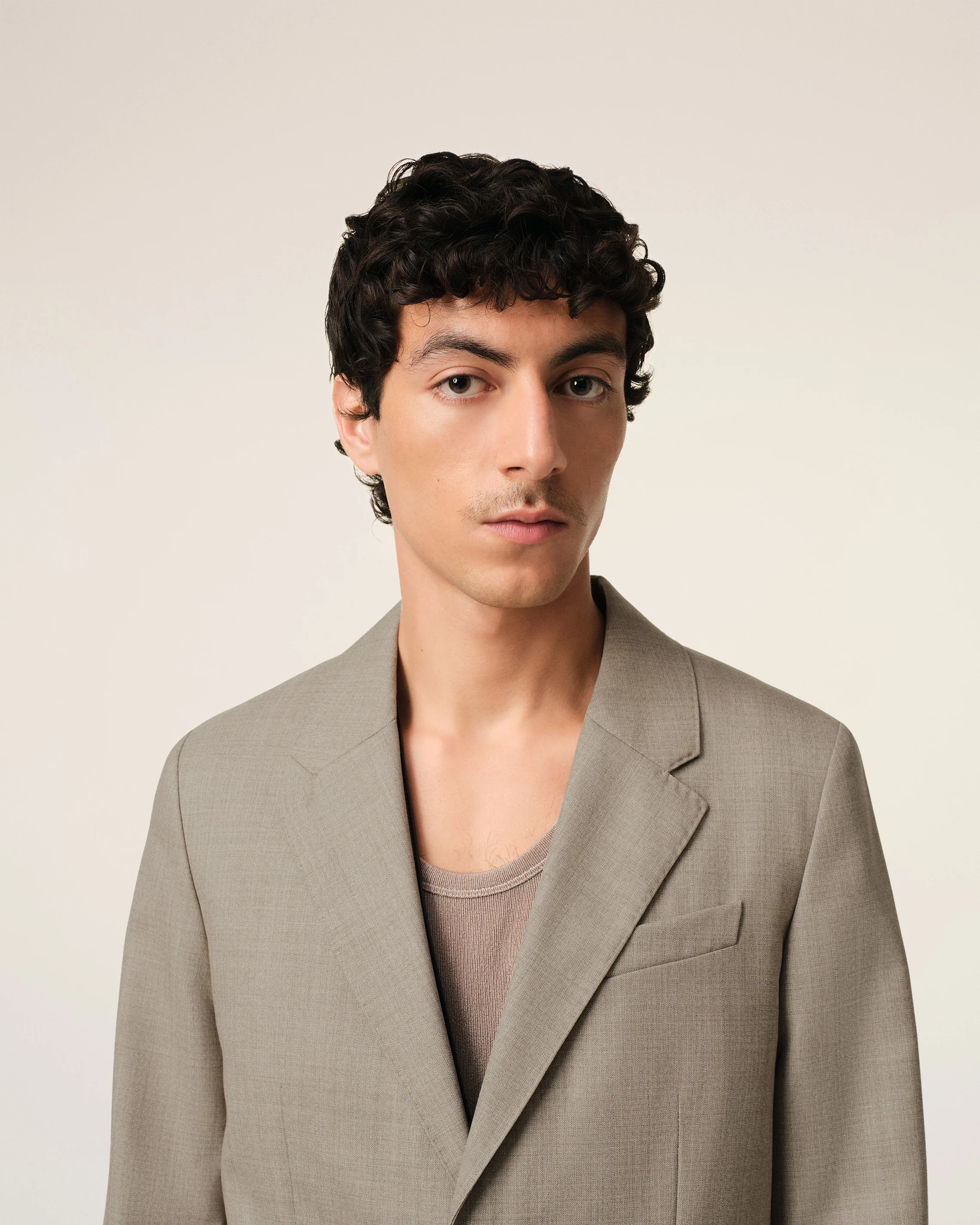 Beige Wool Two Buttons Jacket