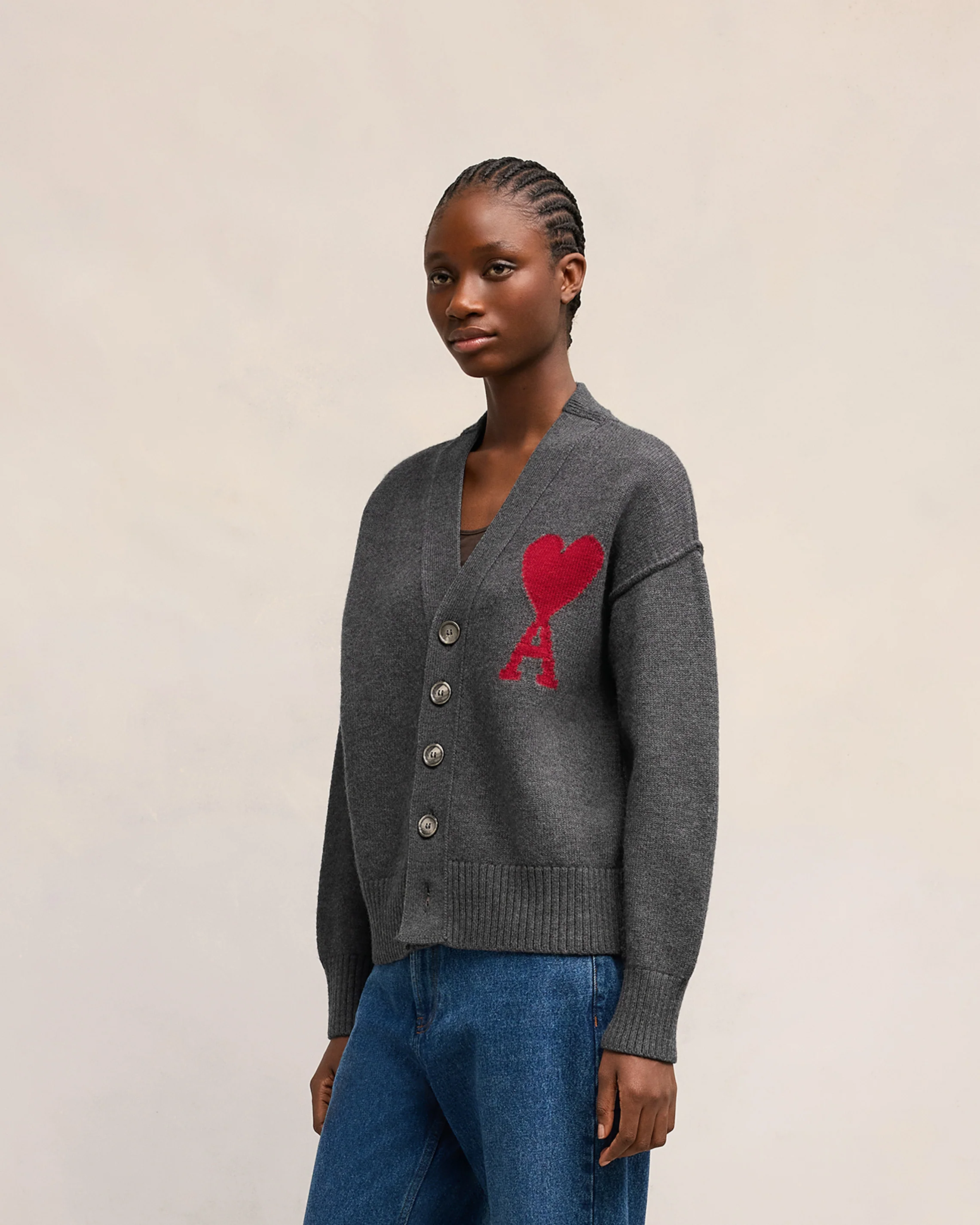 Grey Wool Ami de Coeur Cardigan