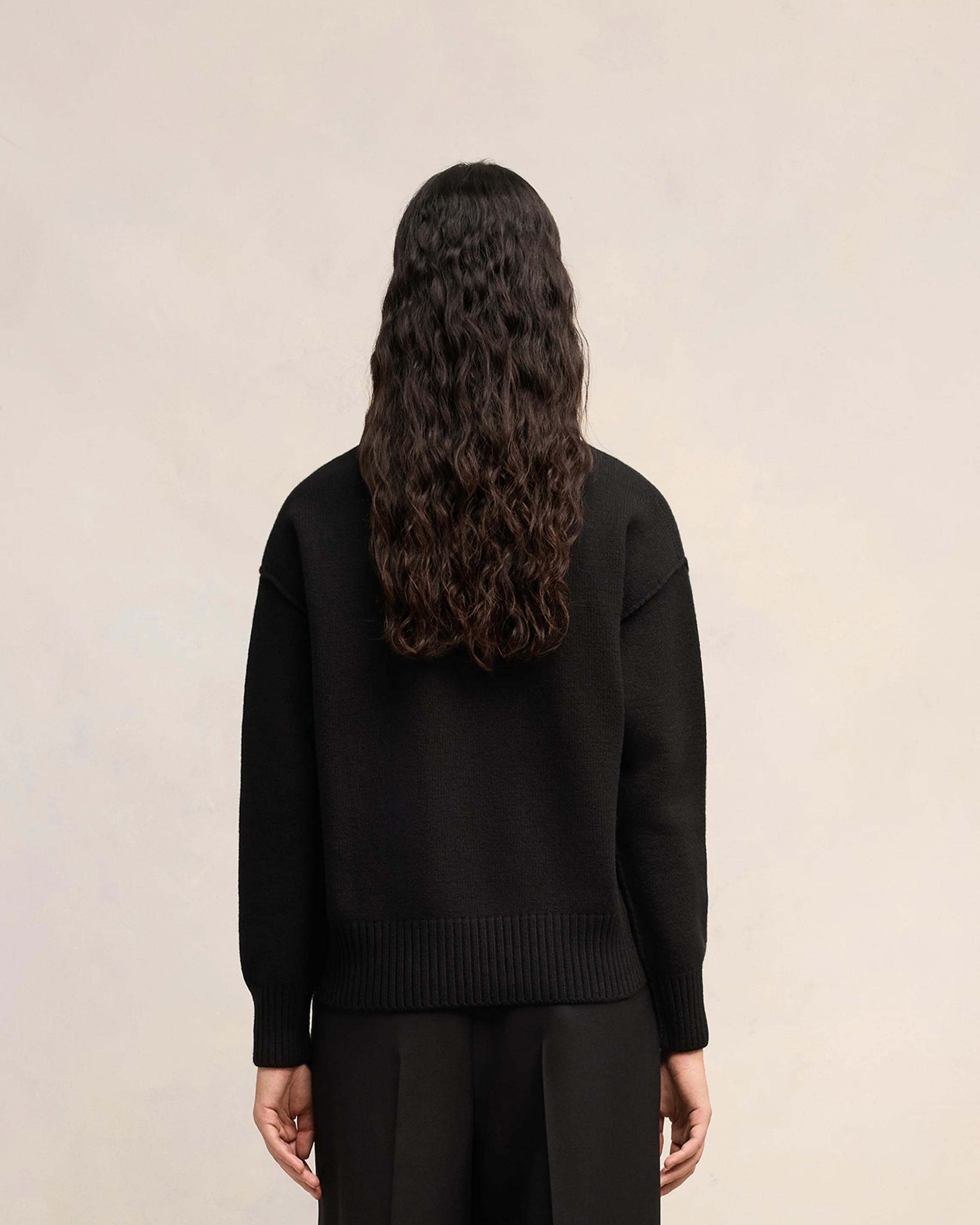 Black Wool Ami de Coeur Sweater