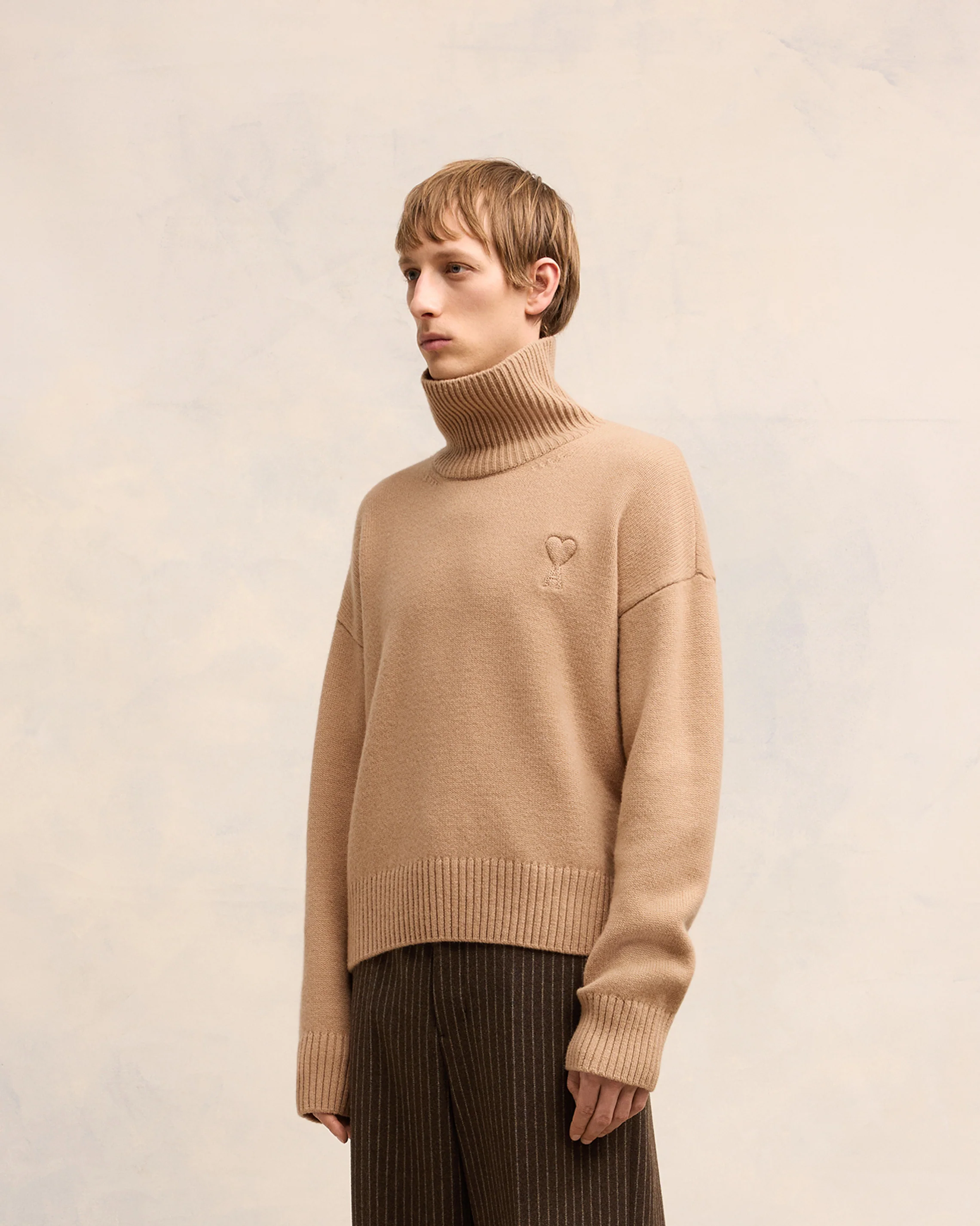 Embossed Ami de Coeur Funnel Neck Sweater
