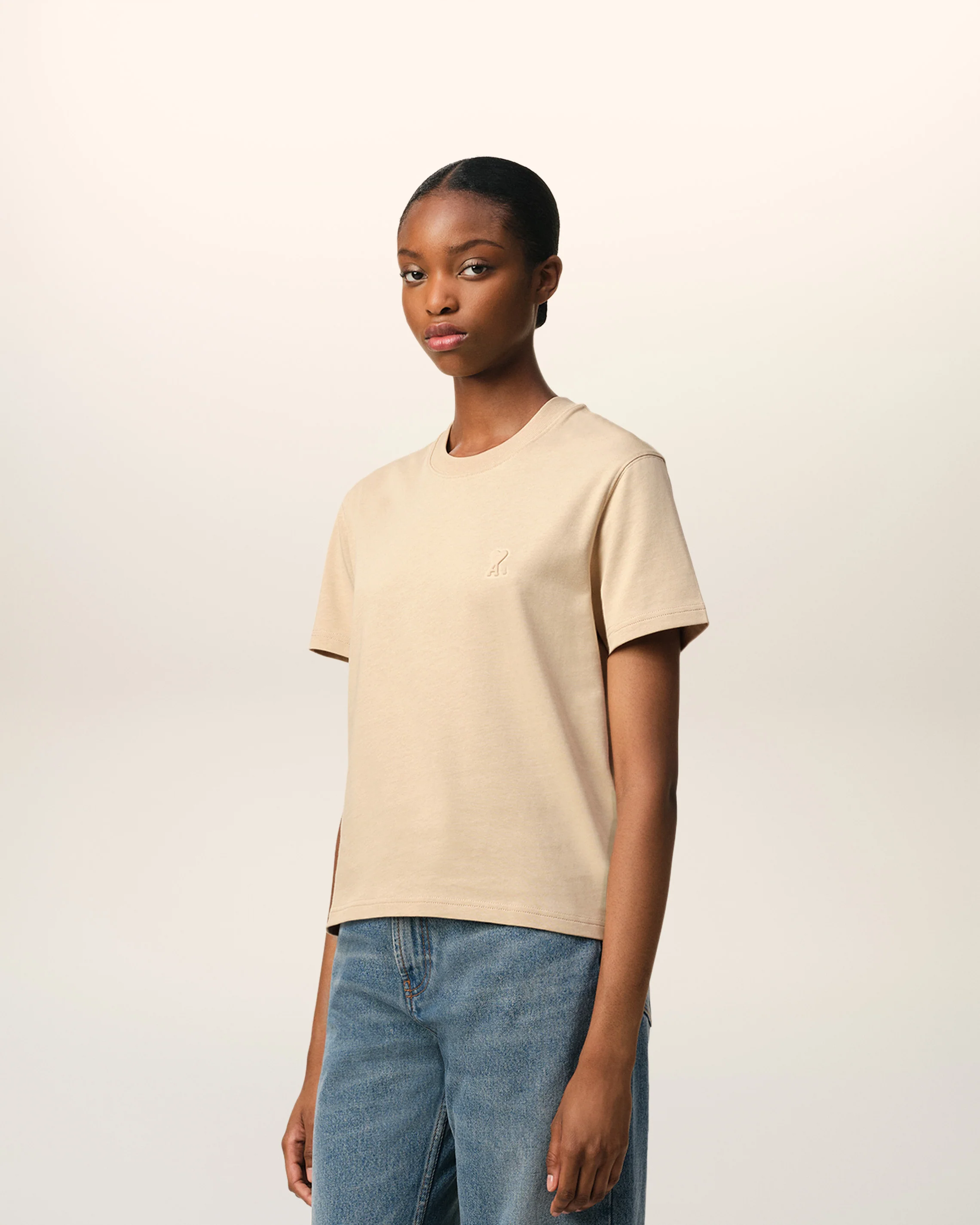 Beige Cotton Ami de Coeur T-Shirt