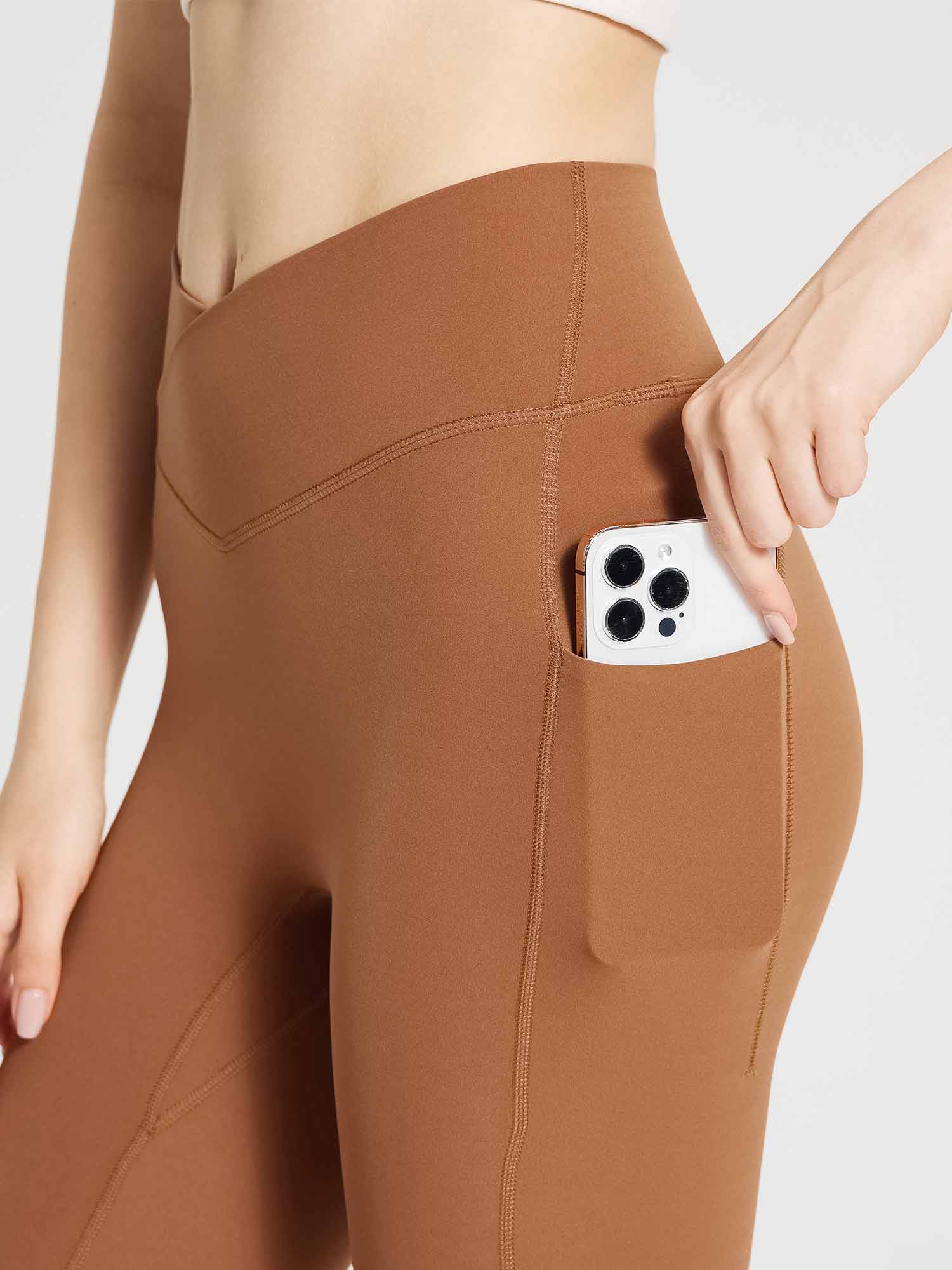 Lycra Cross-Waist High-Rise Leggings