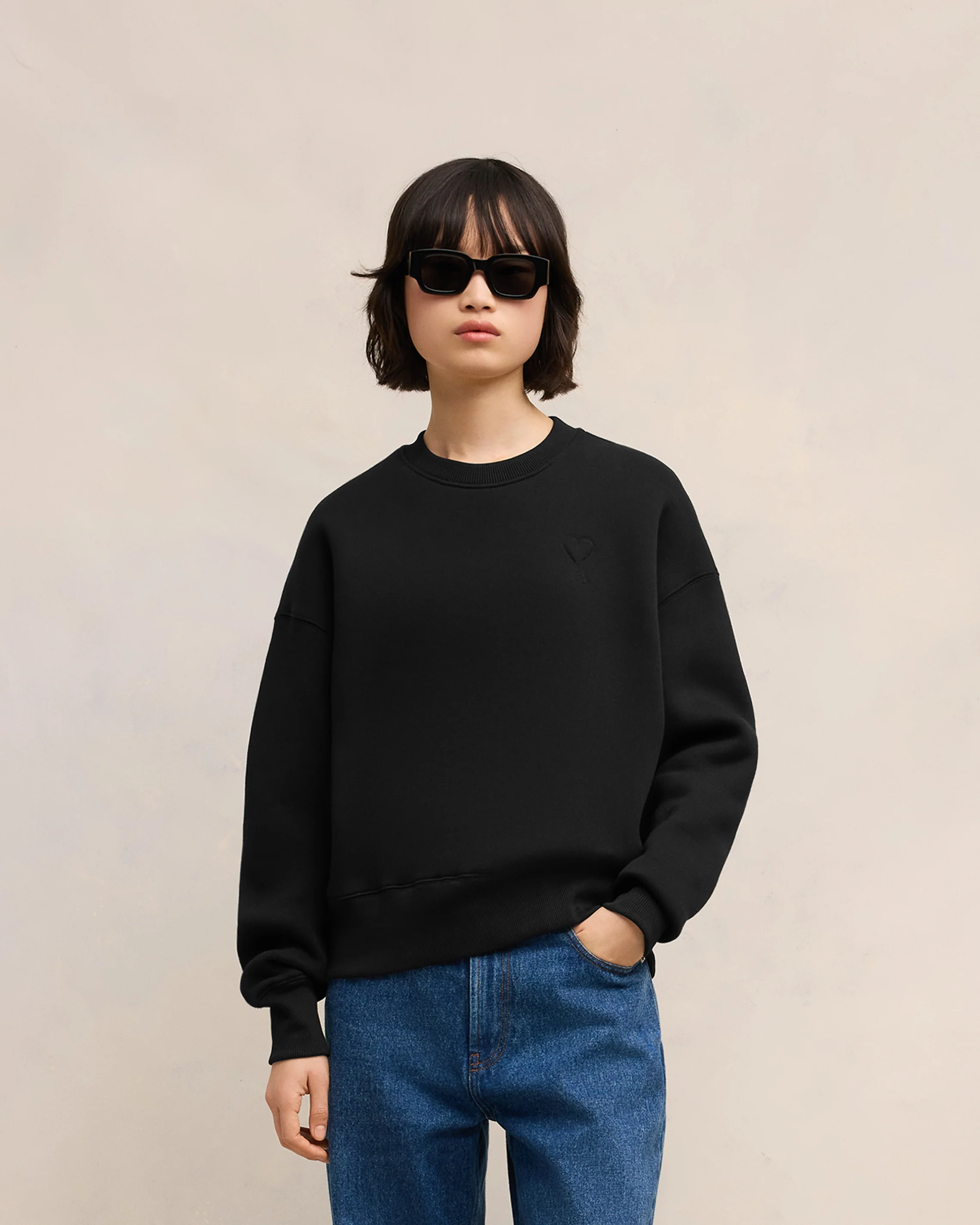 Black Cotton Ami de Coeur Sweatshirt