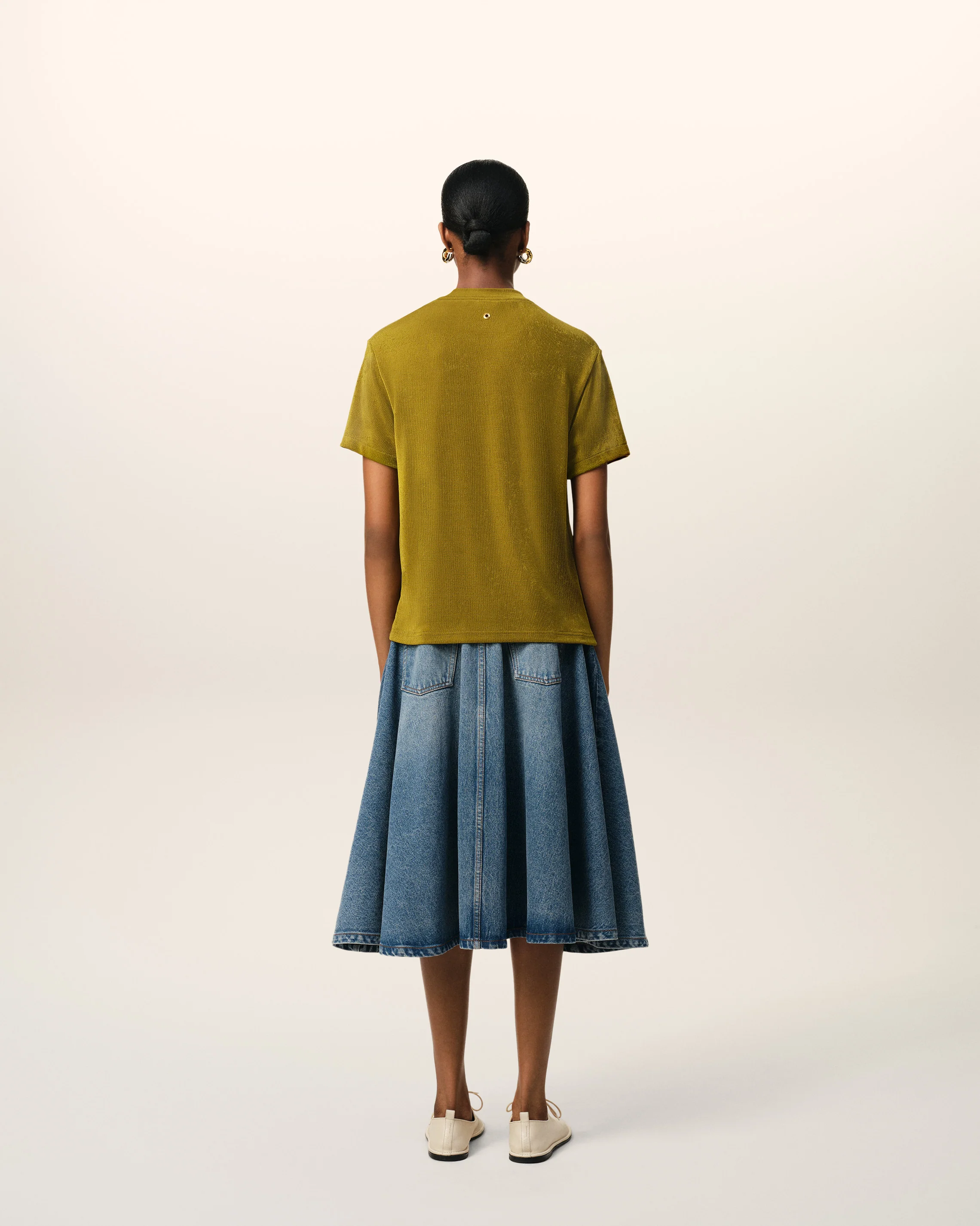 Khaki Rib Jersey Short Sleeve T-Shirt