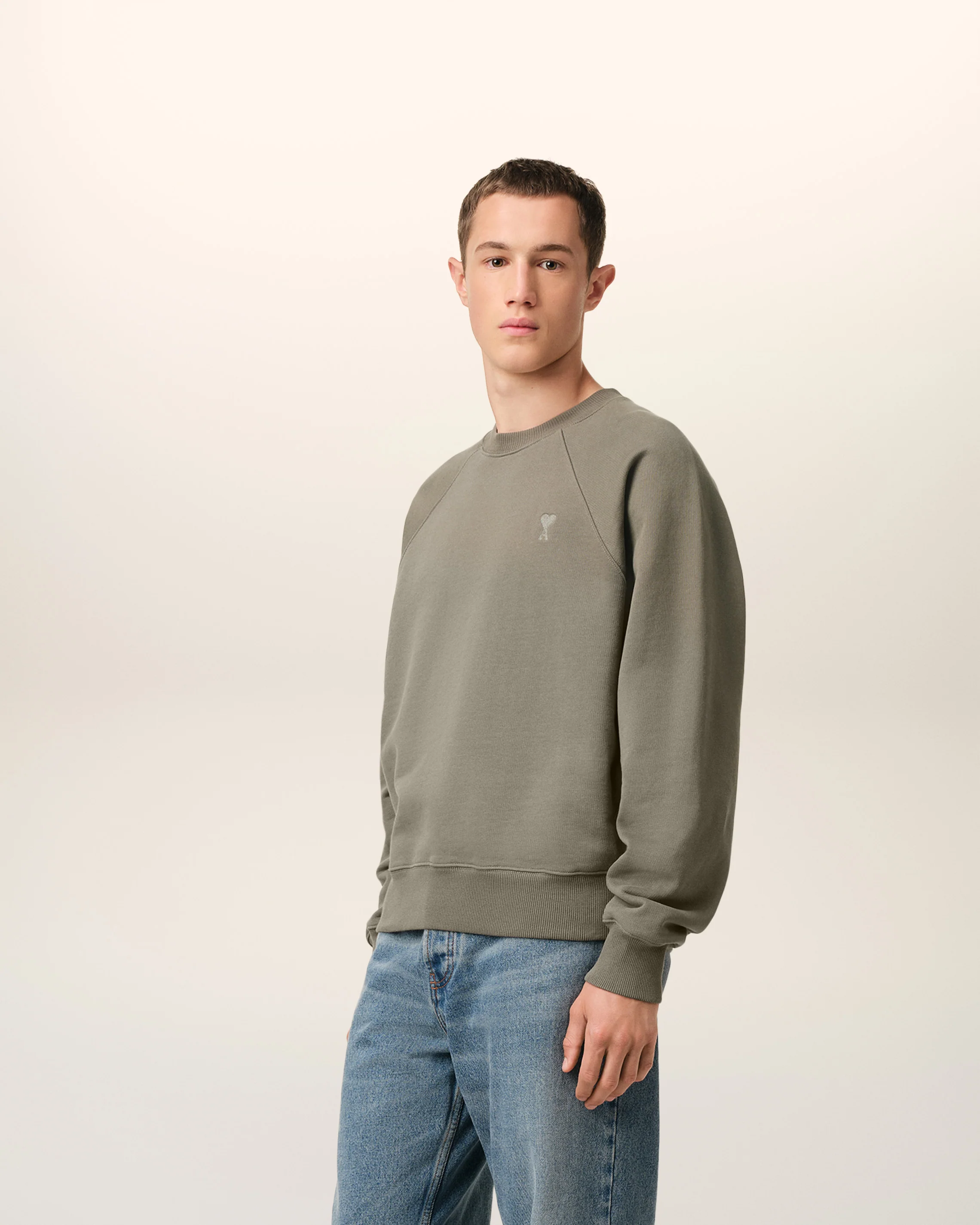 Taupe Cotton Tonal Ami de Coeur Sweatshirt