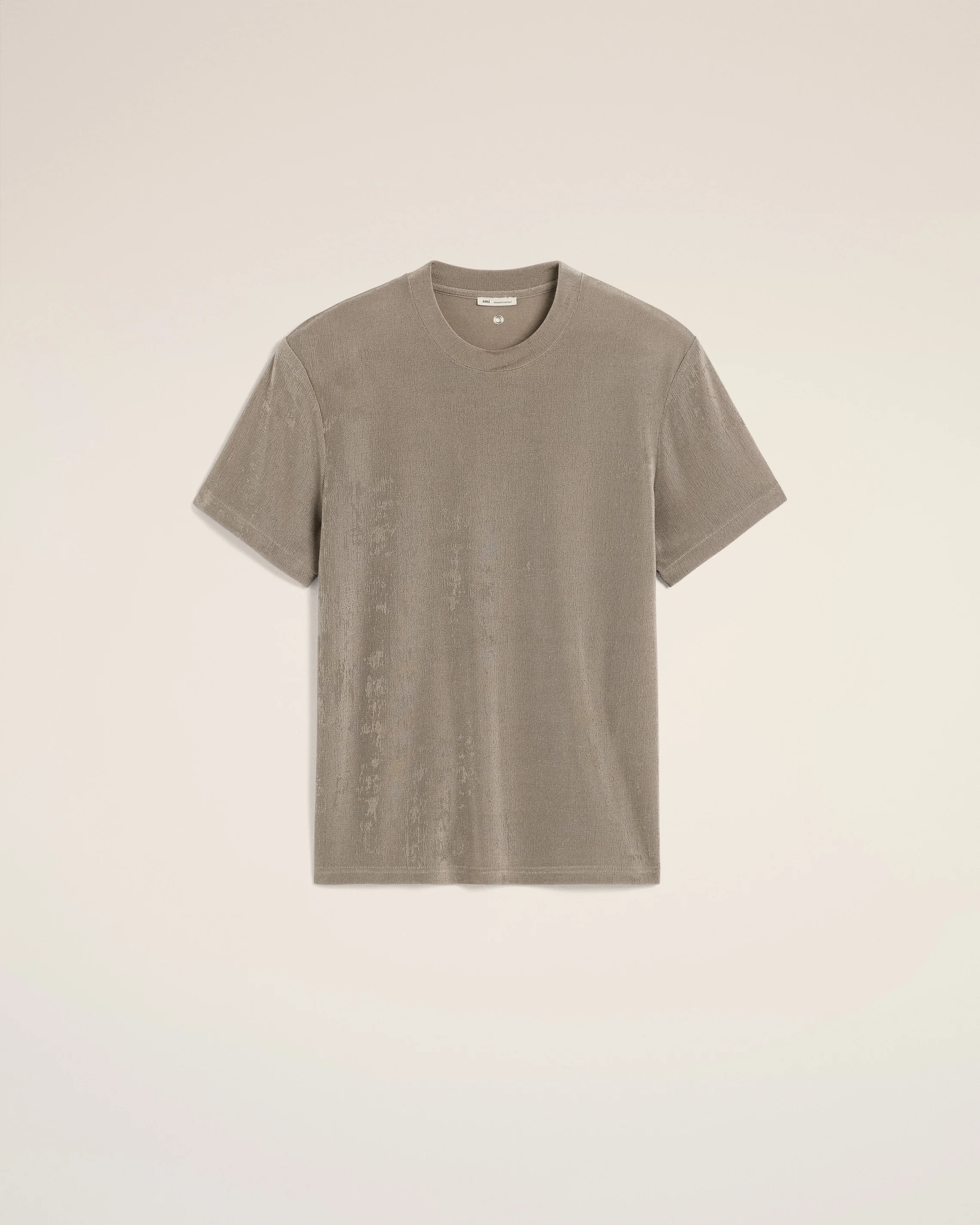 Beige Rib Jersey Short Sleeve T-Shirt