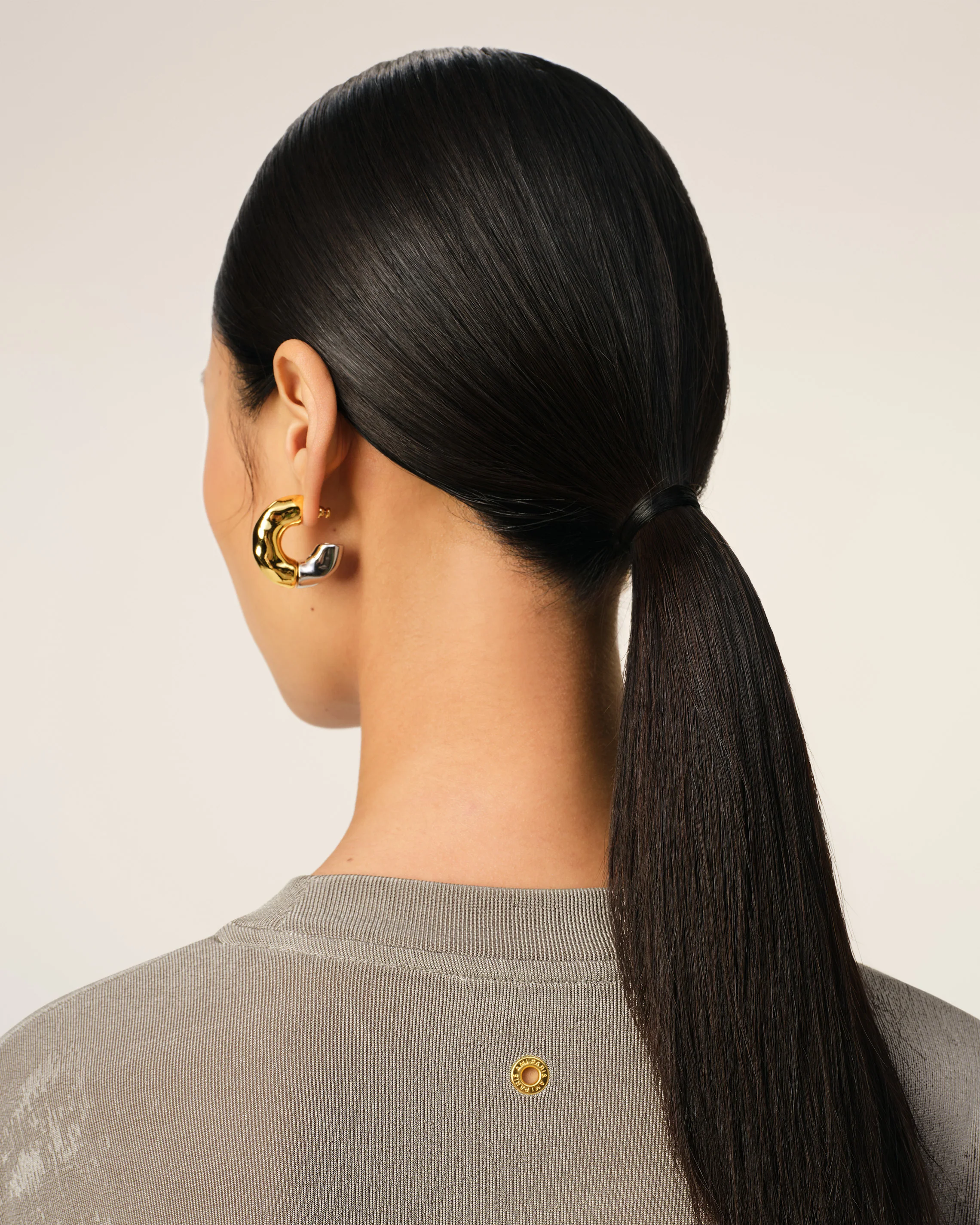 Beige Rib Jersey Short Sleeve Long Dress