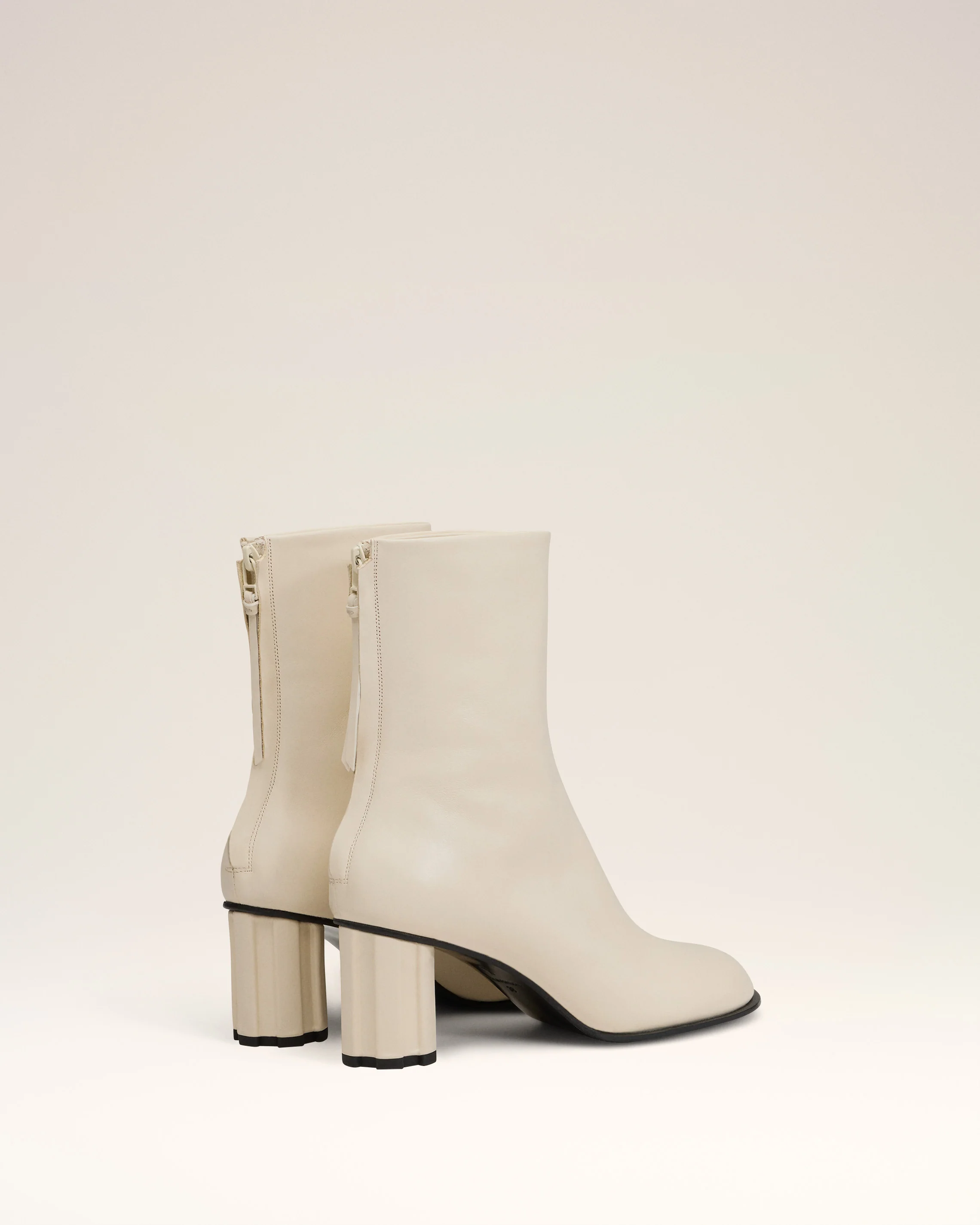 Beige Leather Piano Boots