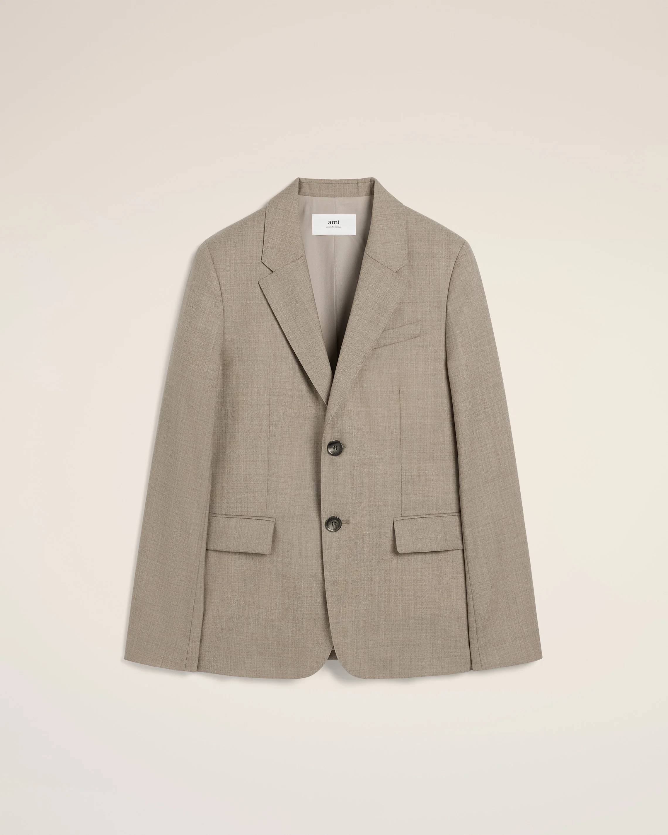 Beige Wool Two Buttons Jacket