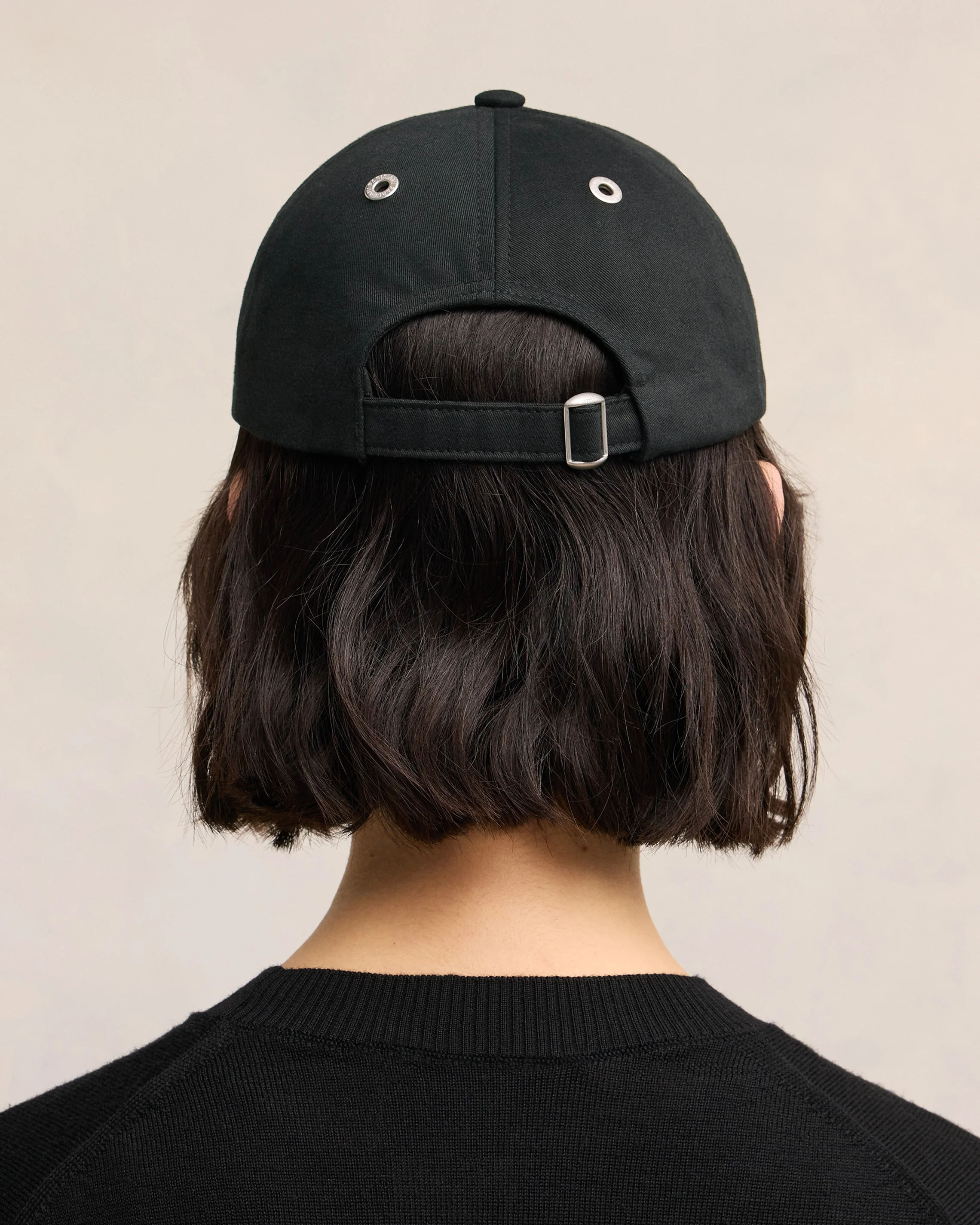Black Cotton Ami de Coeur Embroidery Cap