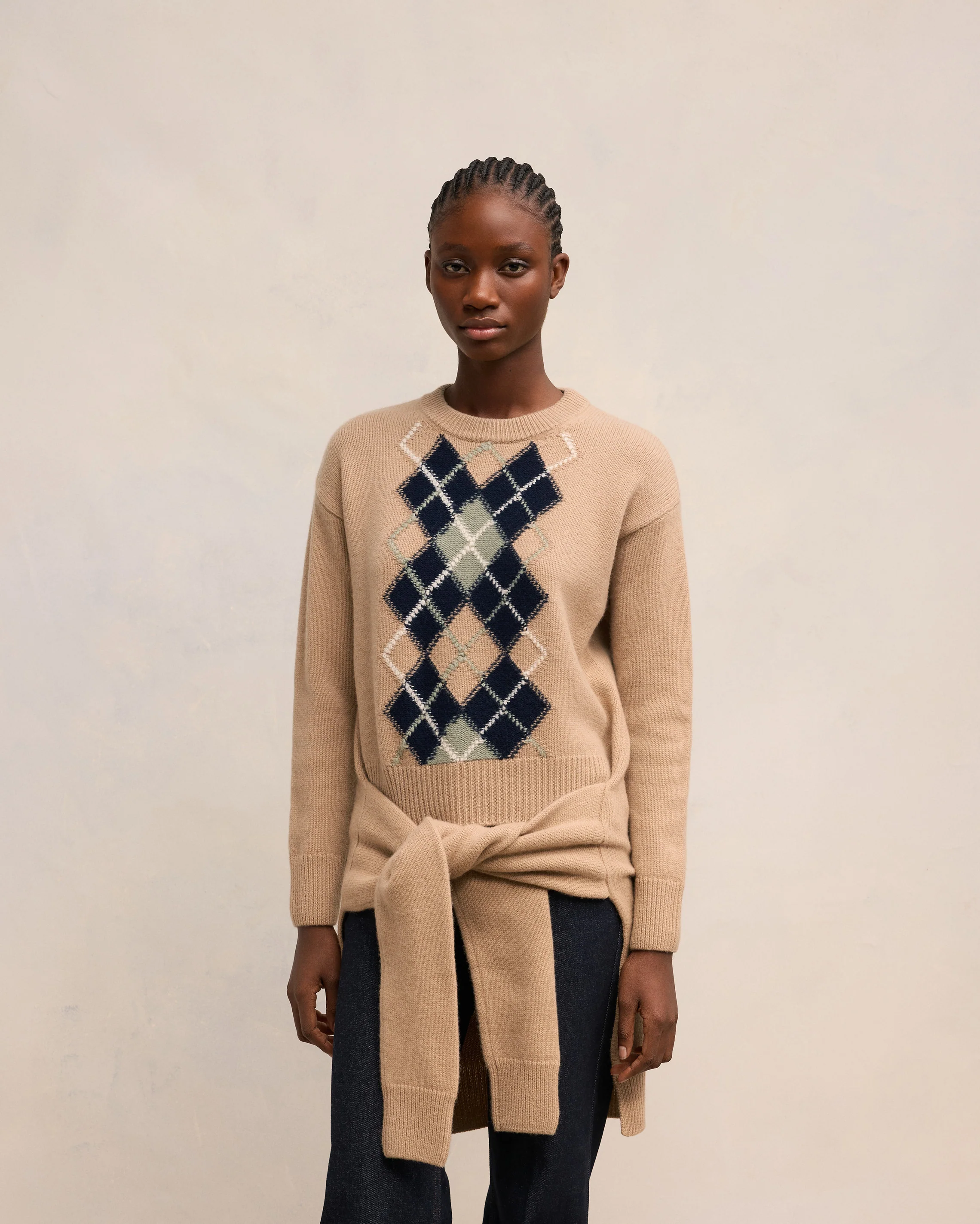 Argyle Double Crewneck Sweater