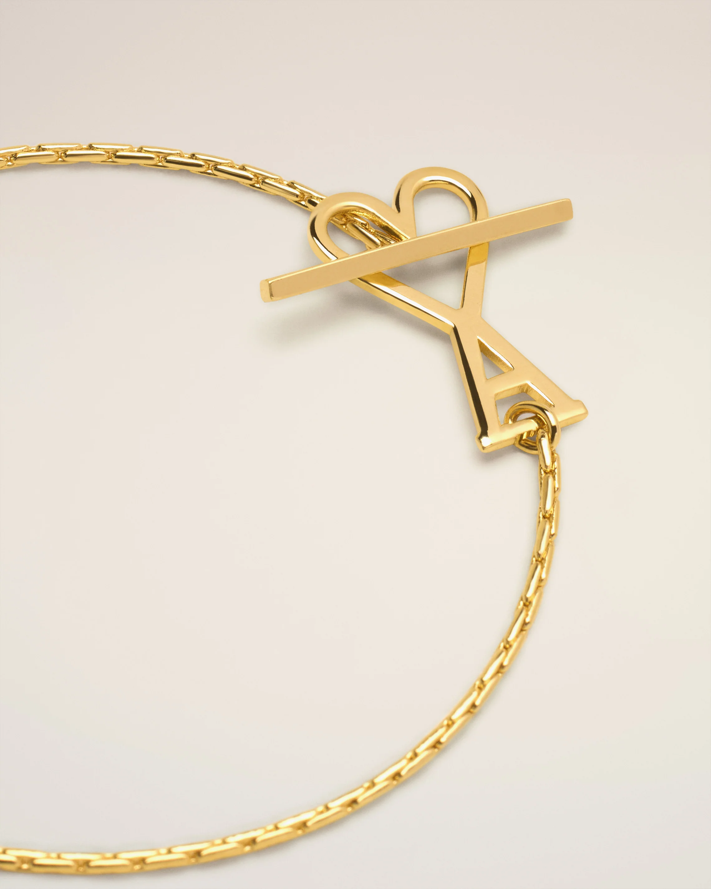 Gold Brass Ami de Coeur 2 In 1 Chain Necklace