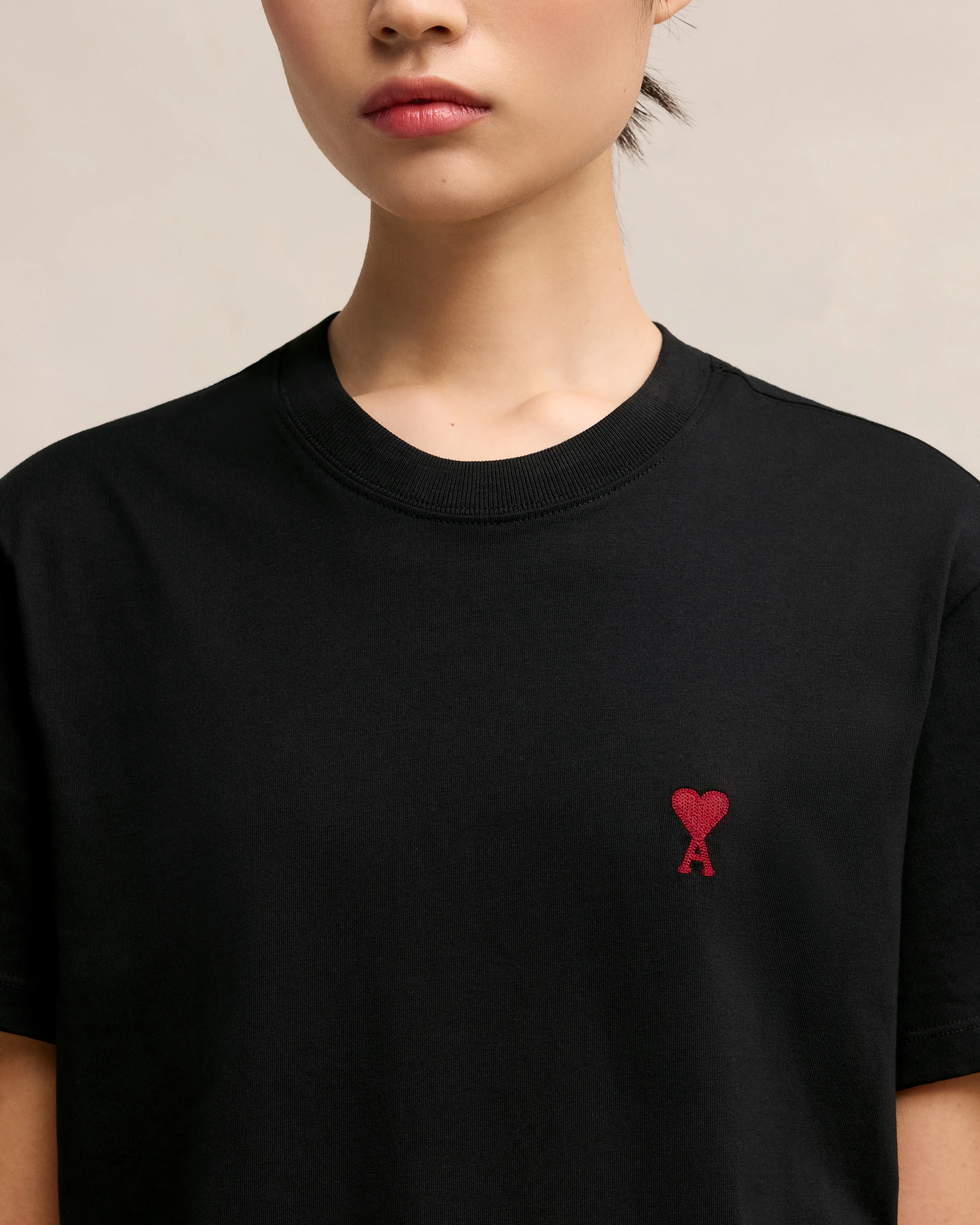 Black Cotton Ami de Coeur T-Shirt