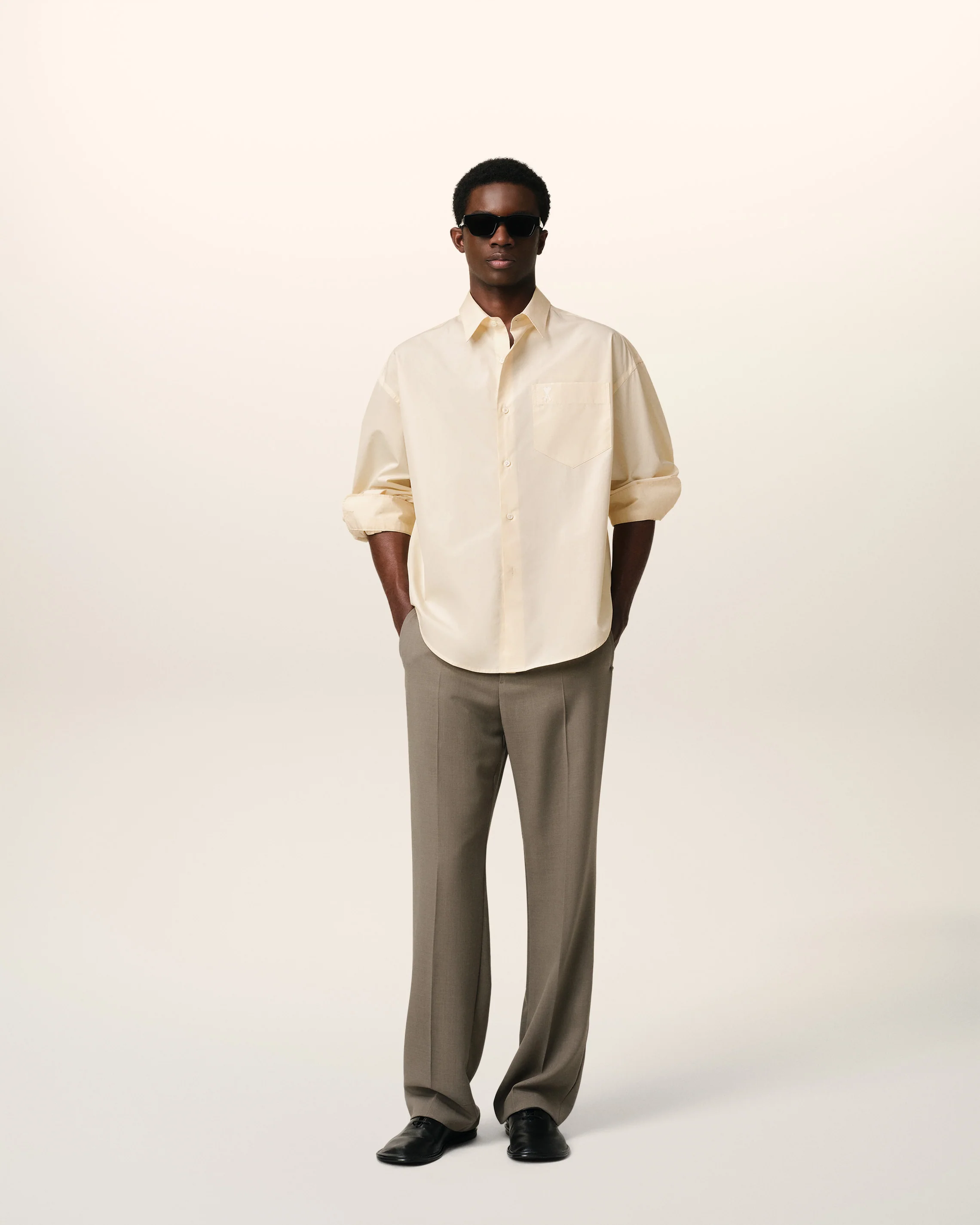 Beige Cotton Ami de Coeur Boxy Shirt