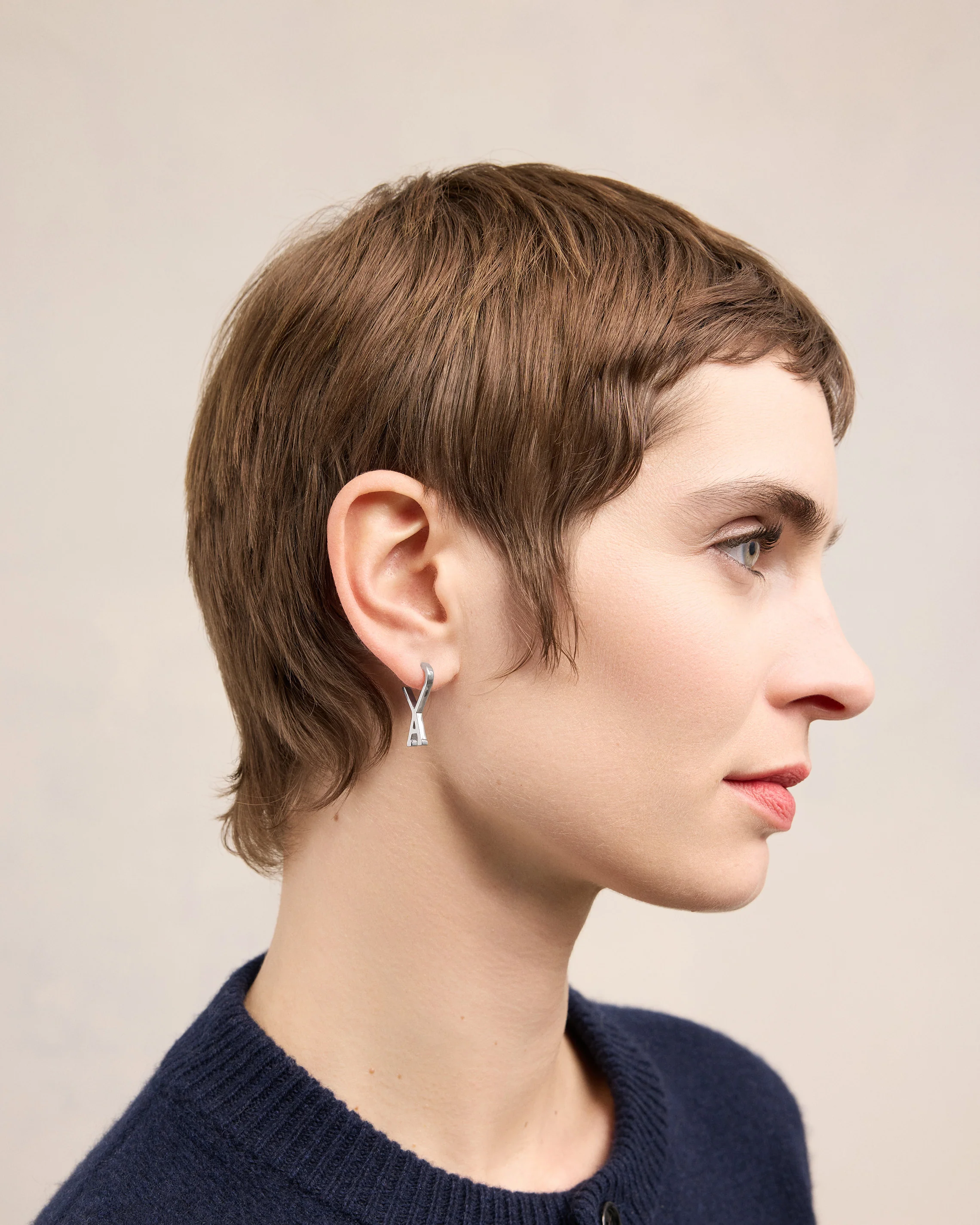 Silver Brass Small Ami de Coeur Hoop