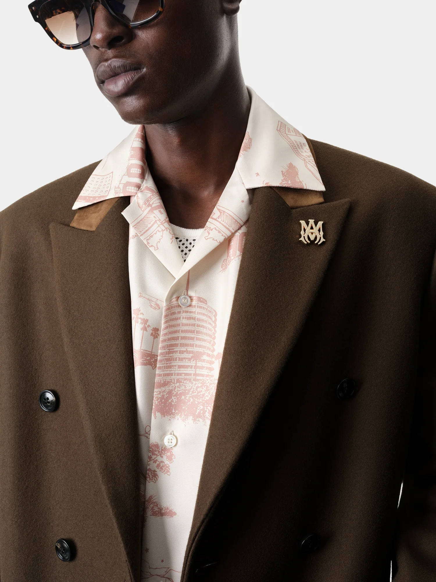 DOUBLE-BREASTED OVERCOAT - Dark Brown