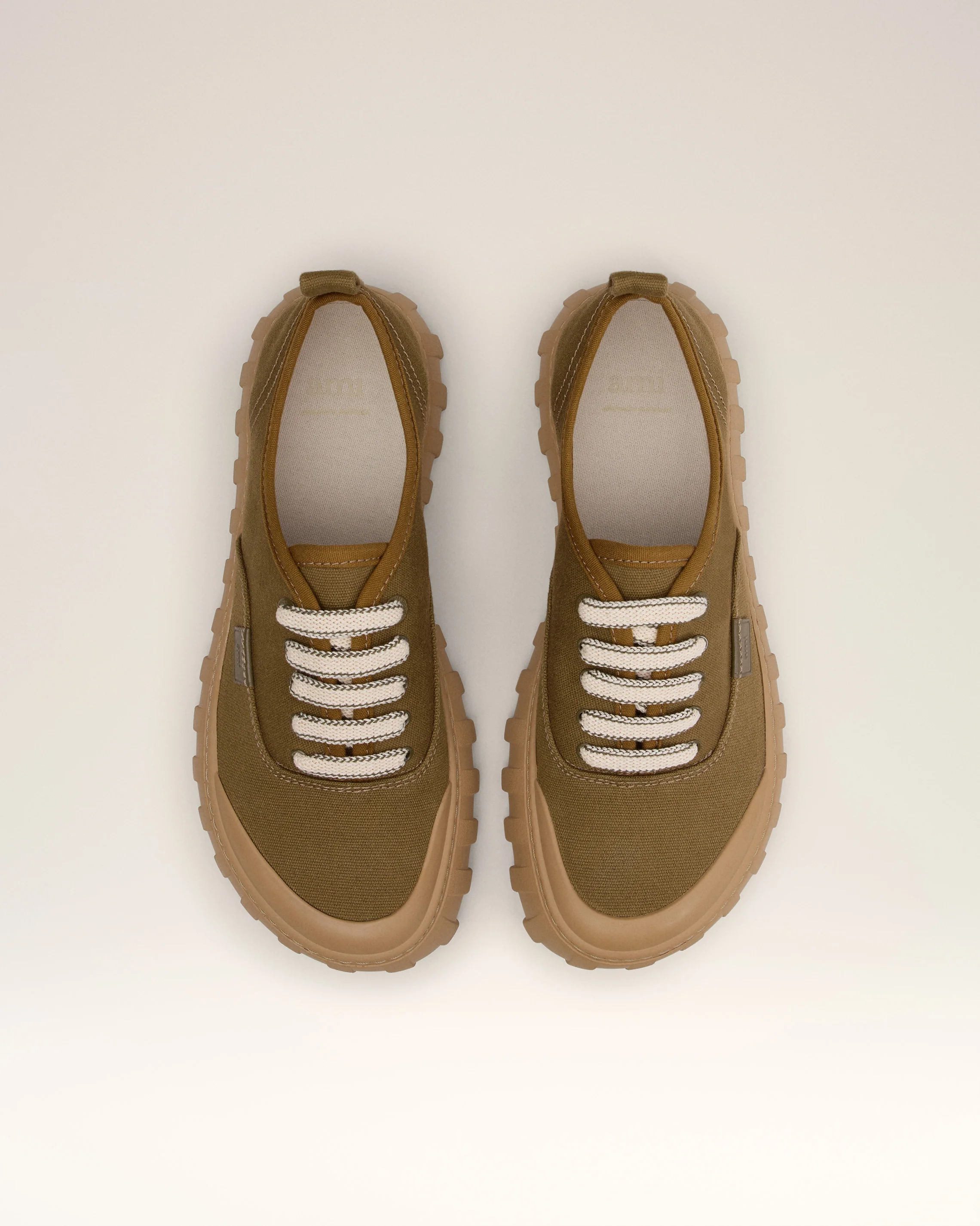 Khaki Cotton Low Top Tempo Canvas Sneakers